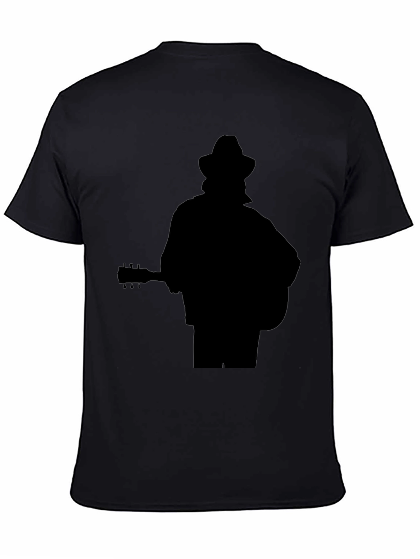 Musician Silhouette Graphic Tee - Black Cotton Casual Shirt