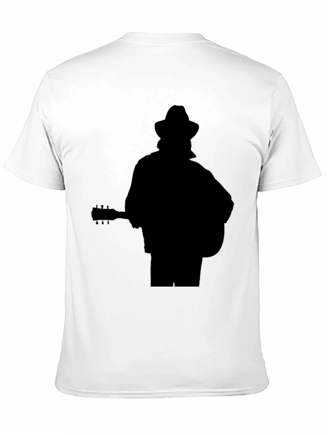 Musician Silhouette Graphic Tee - Black Cotton Casual Shirt