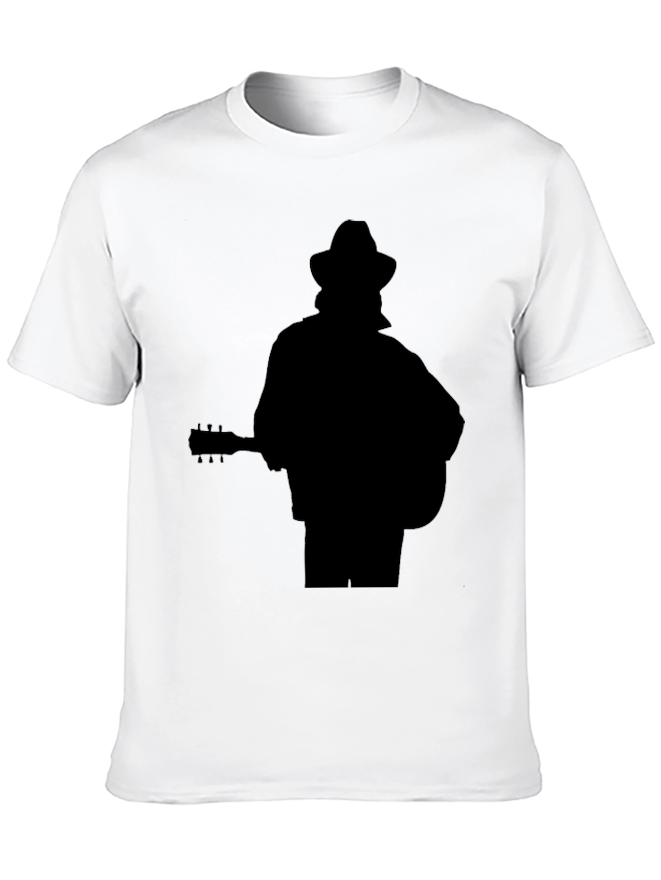 Musician Silhouette Graphic Tee - Black Cotton Casual Shirt