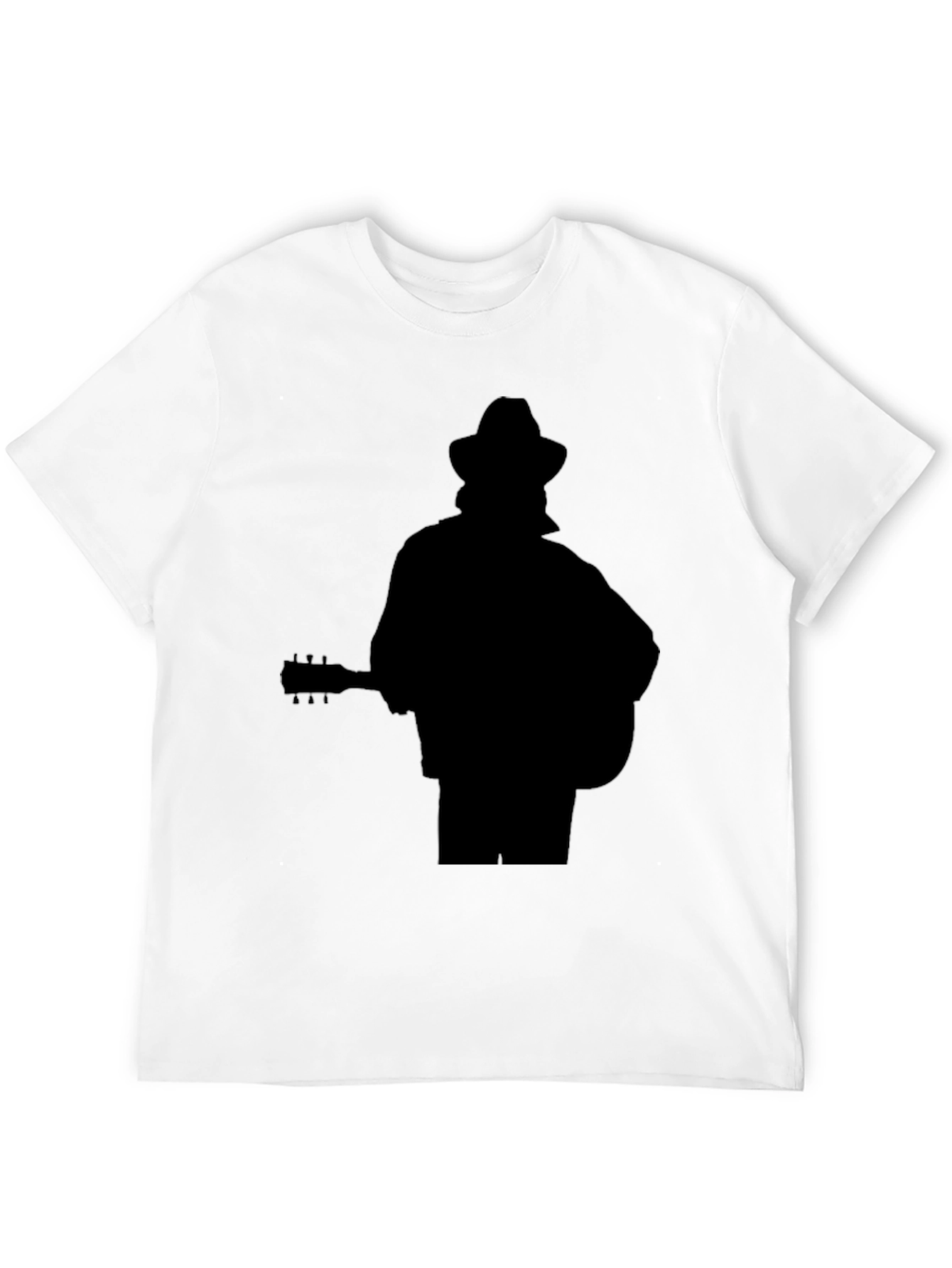 Musician Silhouette Graphic Tee - Black Cotton Casual Shirt