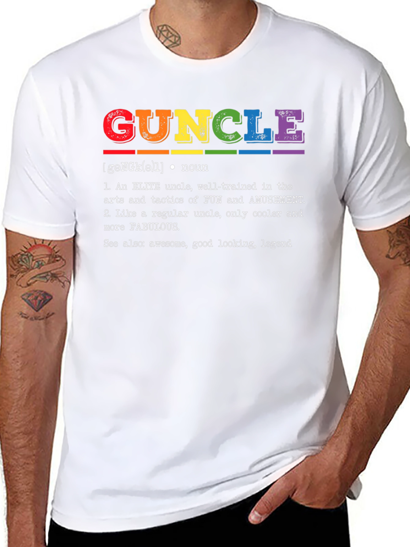 Guncle Definition T-Shirt - Elite Rainbow Uncle