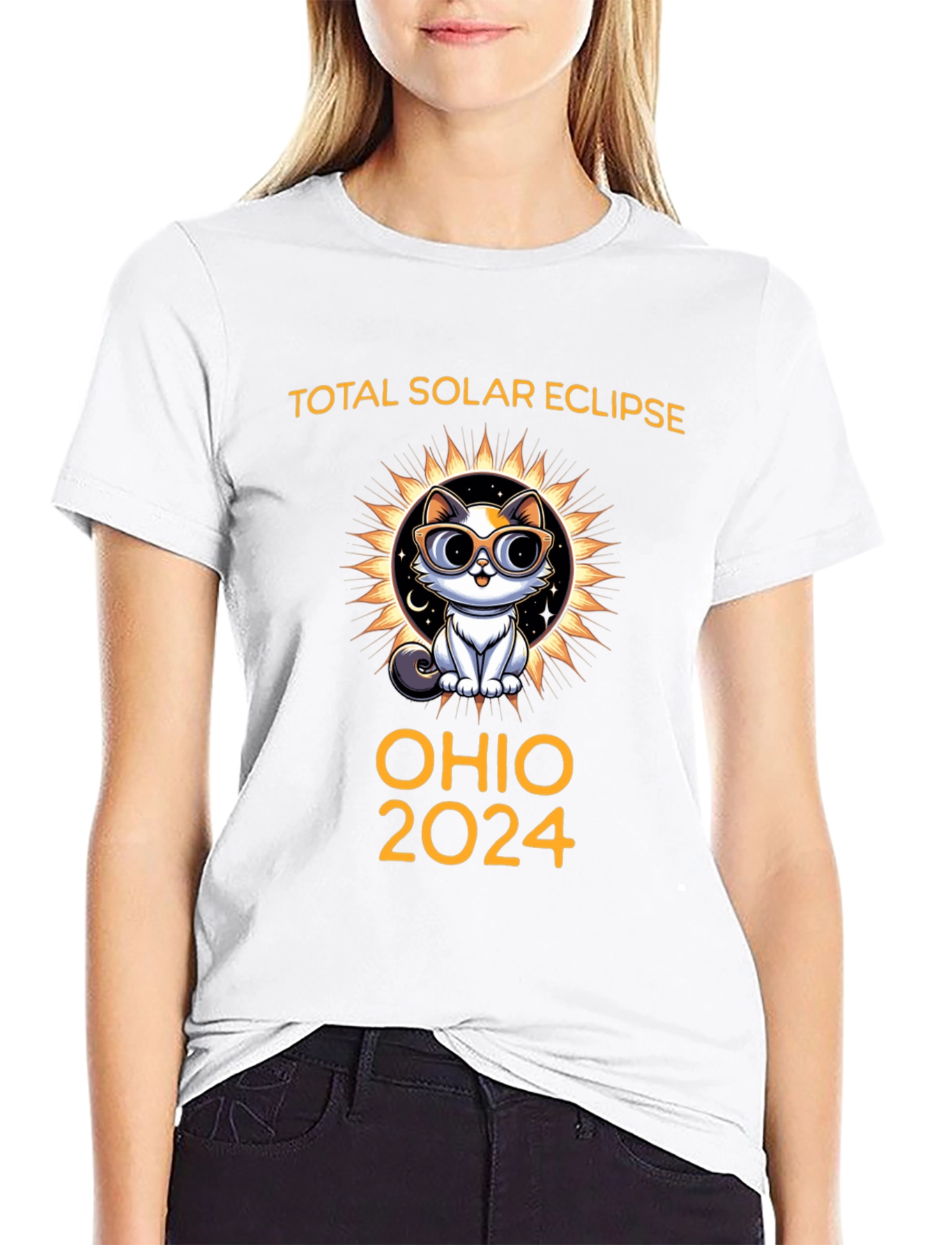 Ohio 2024 Total Solar Eclipse Cat T-Shirt