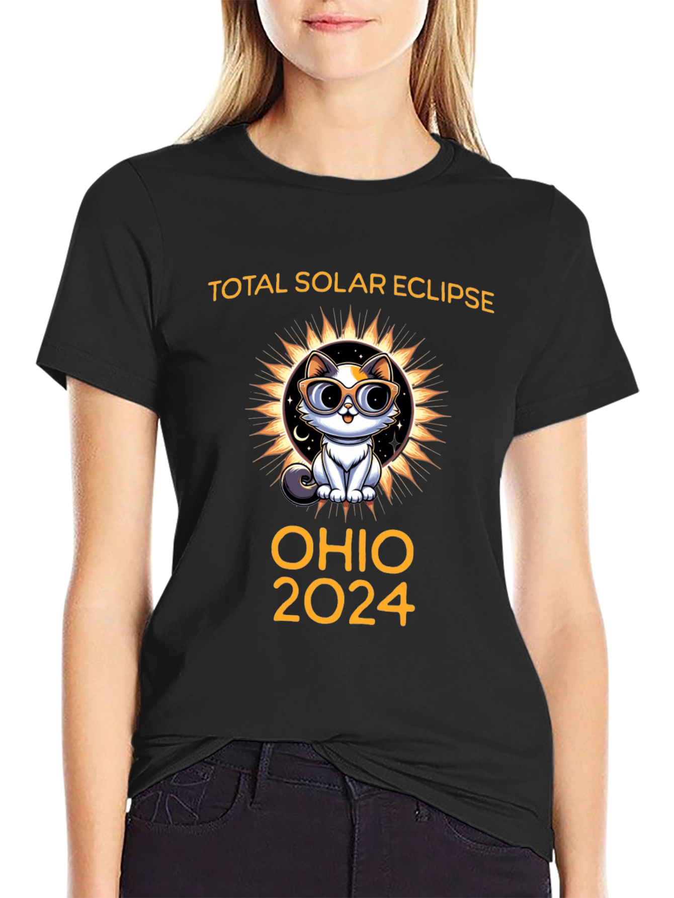 Ohio 2024 Total Solar Eclipse Cat T-Shirt