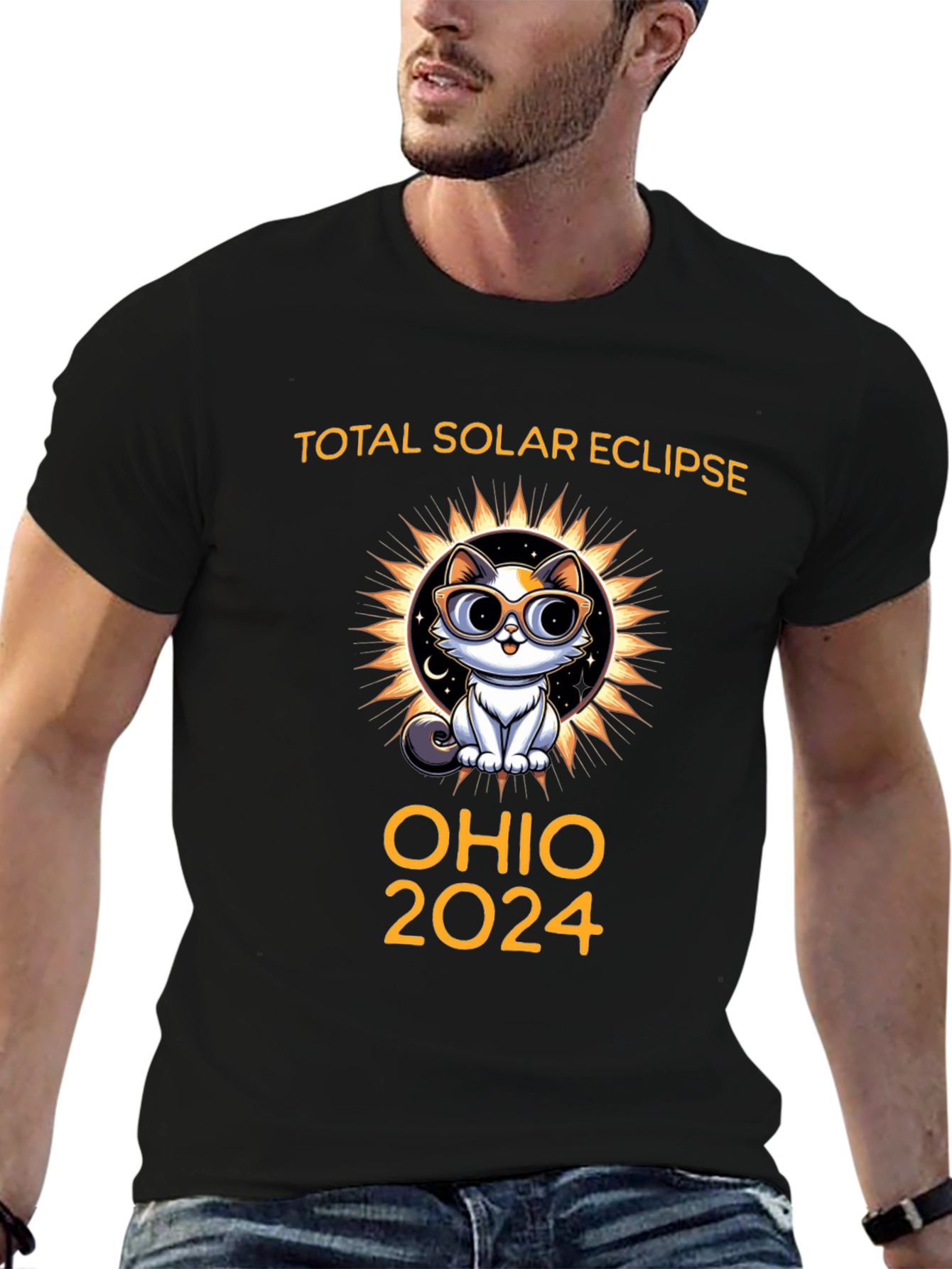 Ohio 2024 Total Solar Eclipse Cat T-Shirt