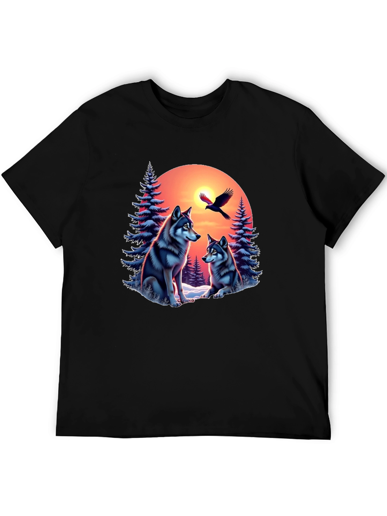 Wolf Sunset Graphic Tee - Nature Inspired Design