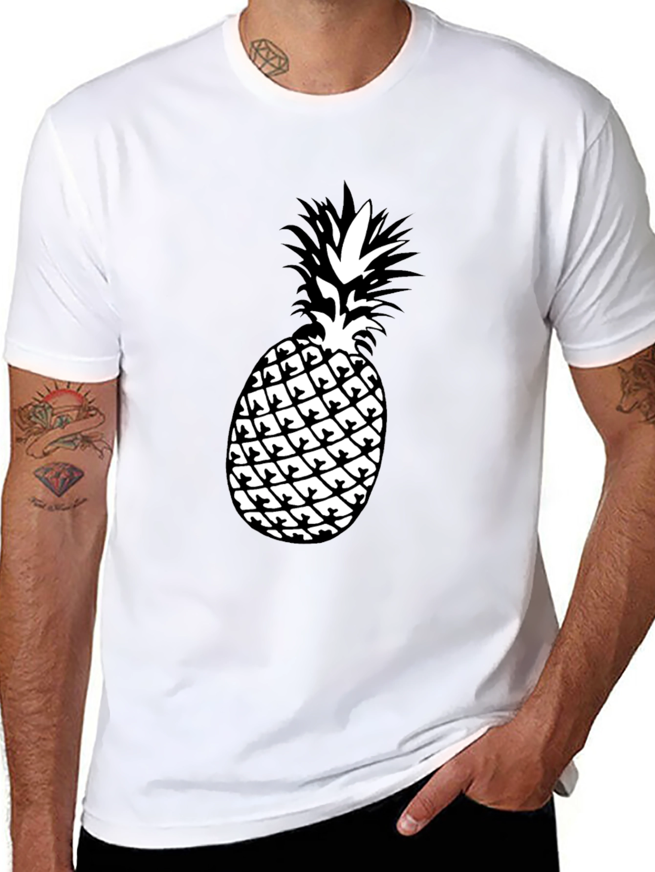 Black Pineapple Graphic Tee - Tropical Style