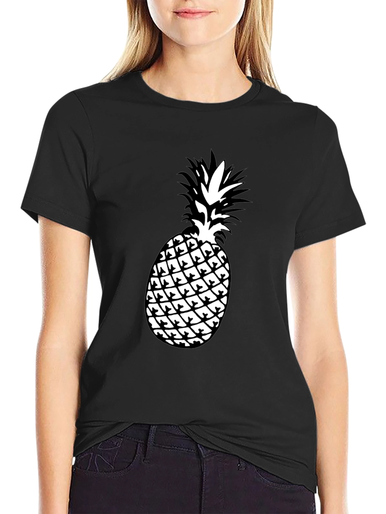 Black Pineapple Graphic Tee - Tropical Style
