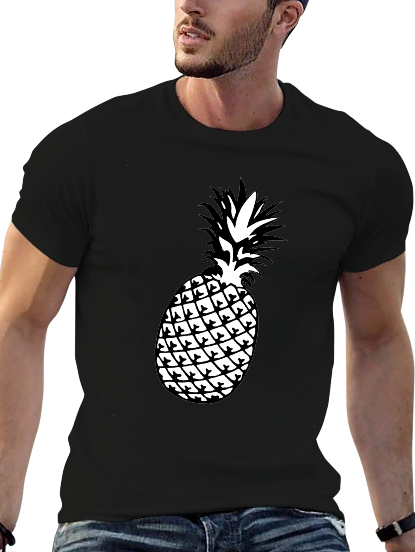 Black Pineapple Graphic Tee - Tropical Style