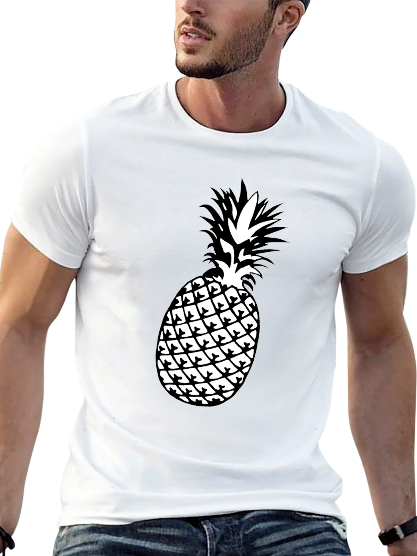 Black Pineapple Graphic Tee - Tropical Style