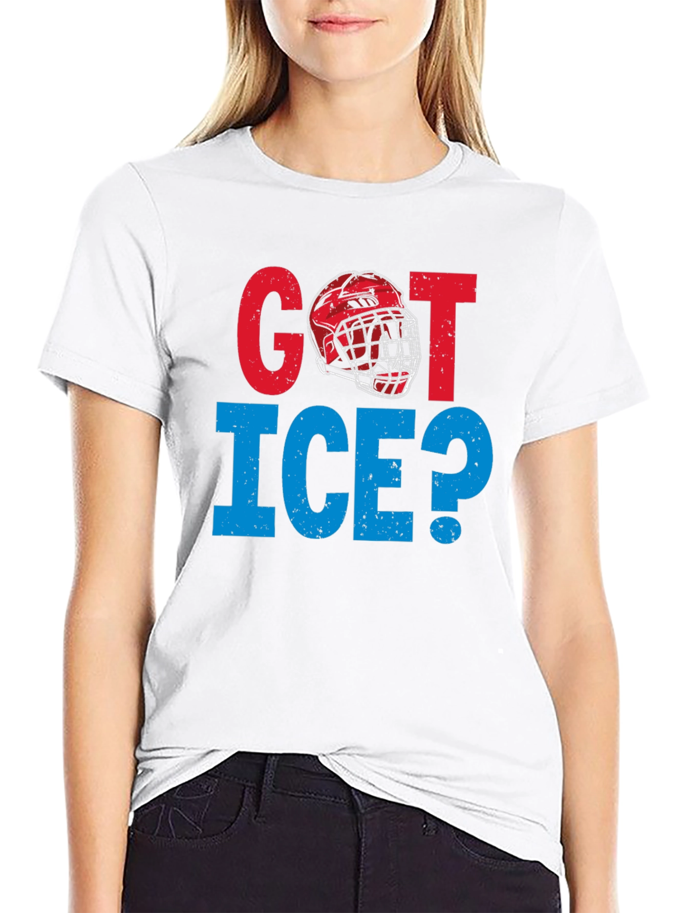 Got Ice? Hockey Graphic Tee - Black Cotton T-Shirt