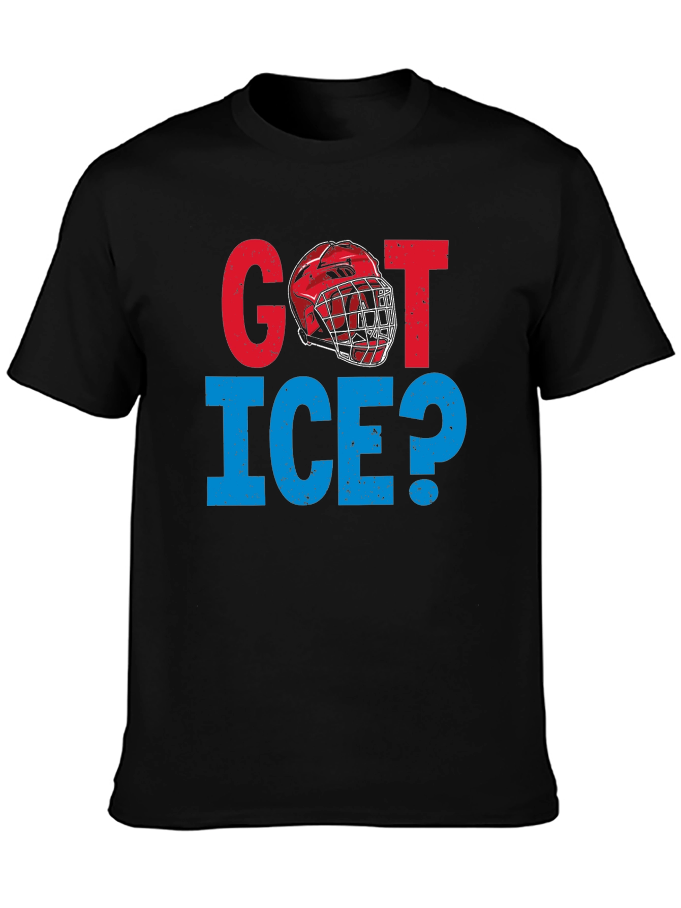 Got Ice? Hockey Graphic Tee - Black Cotton T-Shirt