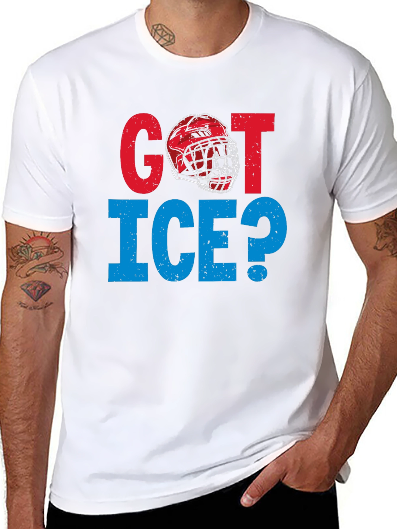 Got Ice? Hockey Graphic Tee - Black Cotton T-Shirt
