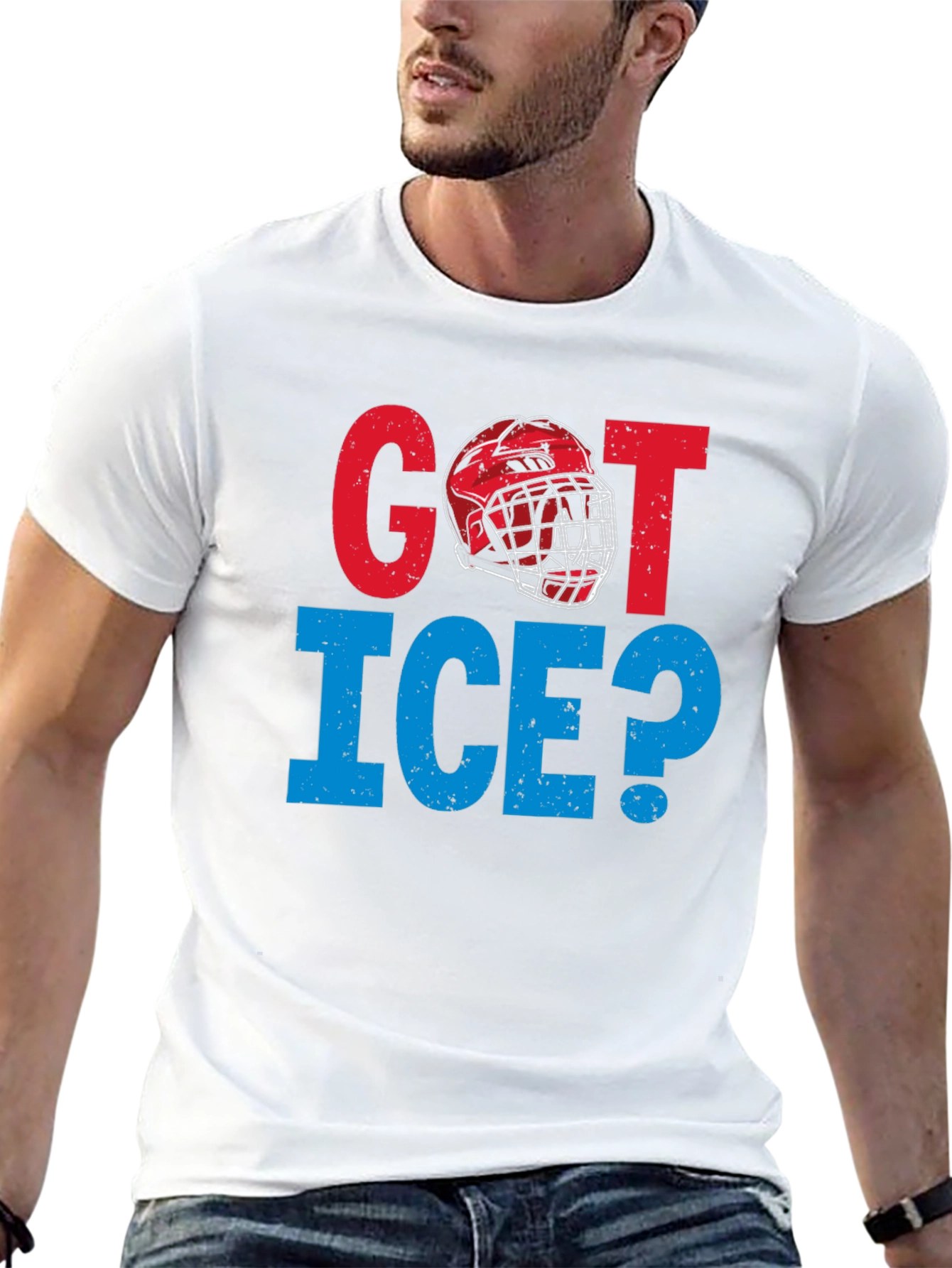 Got Ice? Hockey Graphic Tee - Black Cotton T-Shirt
