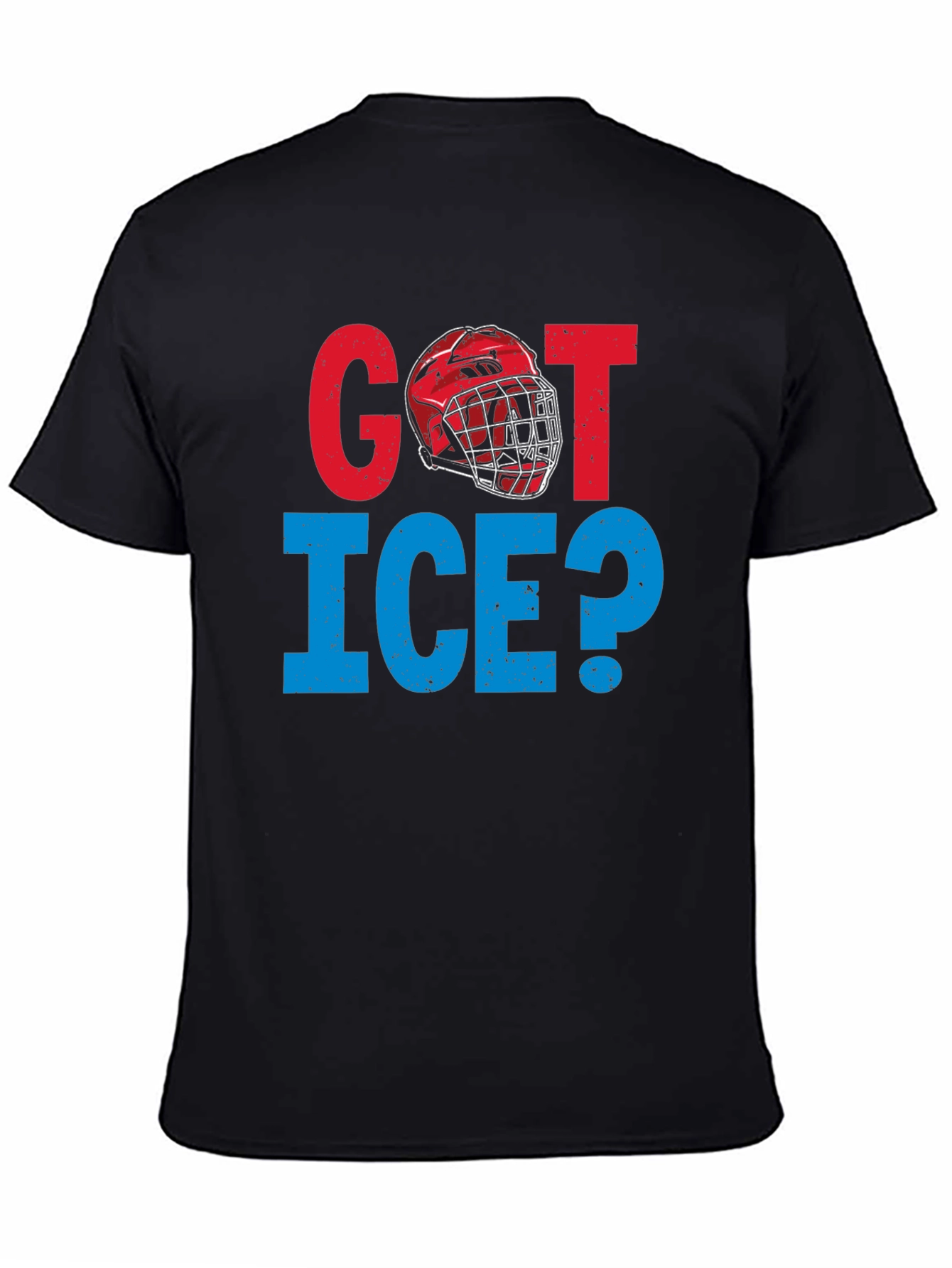 Got Ice? Hockey Graphic Tee - Black Cotton T-Shirt