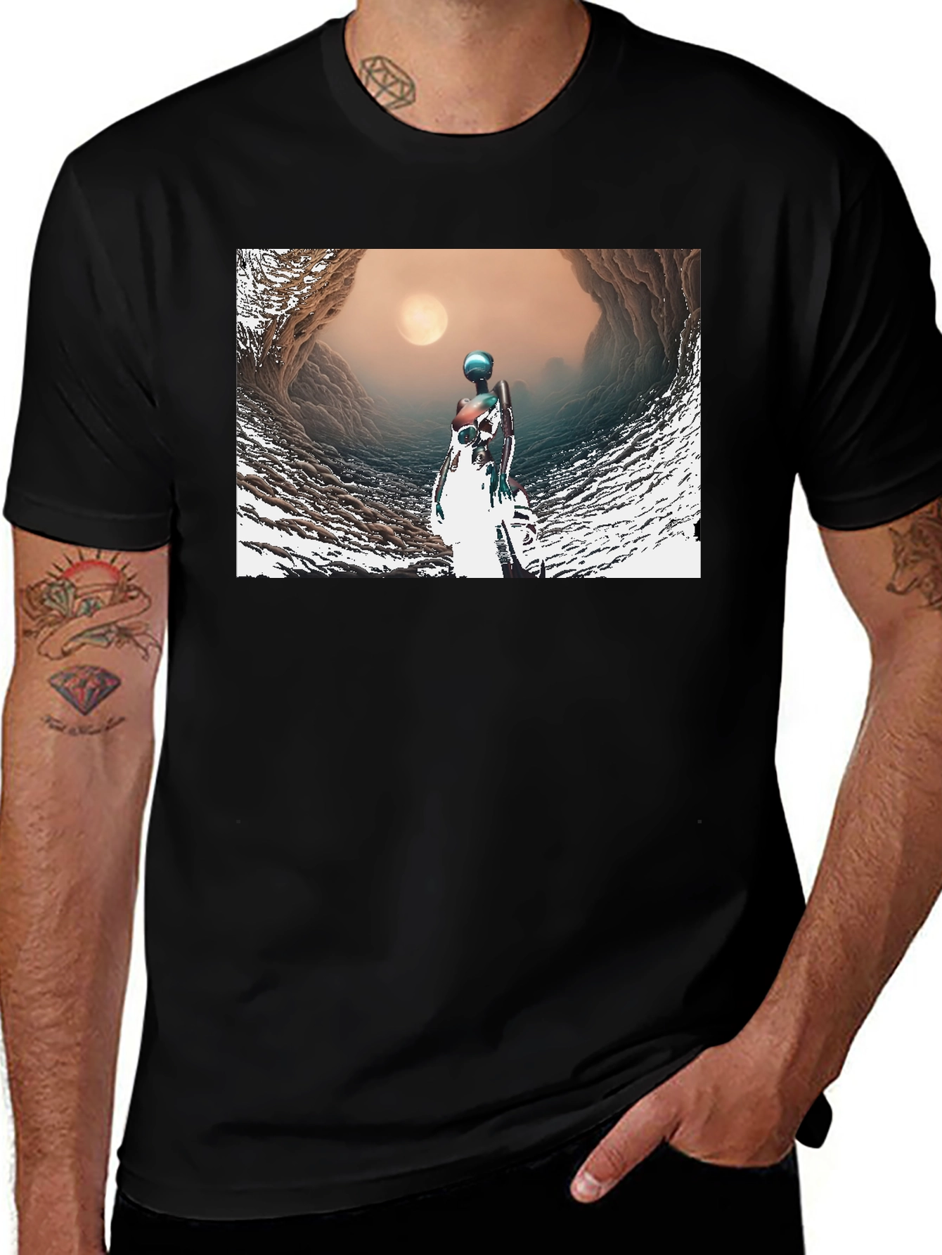 Abstract Figure Black T-Shirt