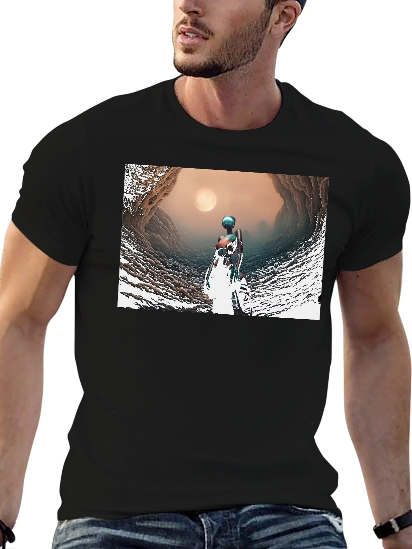 Abstract Figure Black T-Shirt