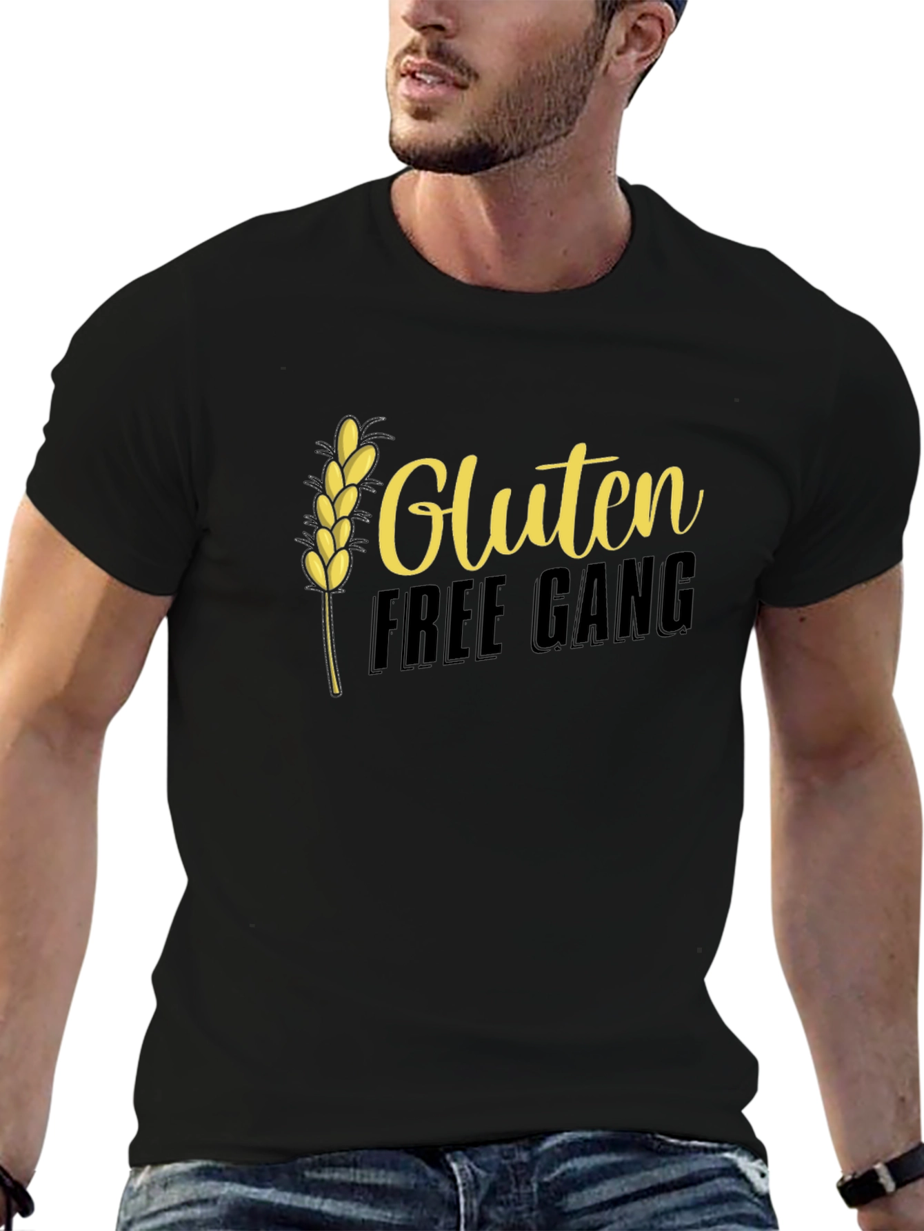 Gluten Free Gang T-Shirt - Black Crew Neck Tee