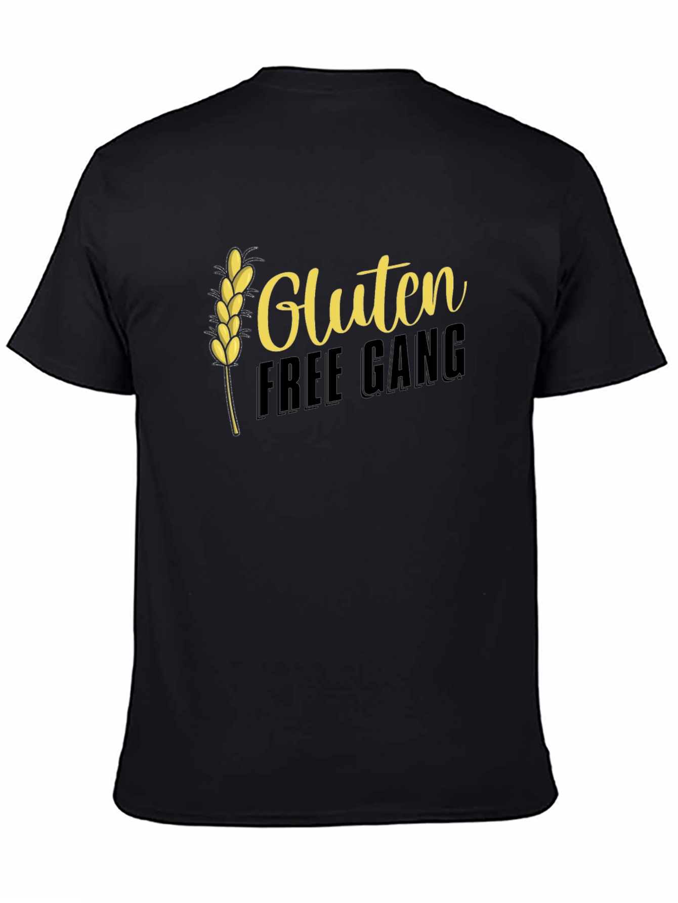 Gluten Free Gang T-Shirt - Black Crew Neck Tee