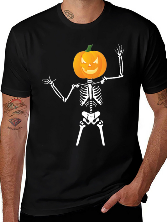 Halloween Skeleton Pumpkin Head T-Shirt