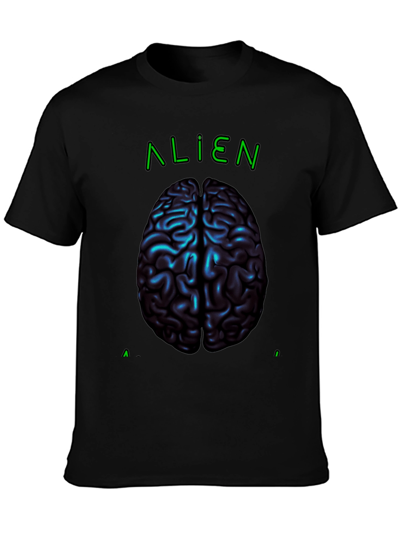 Alien Brain Graphic Tee - Black Cotton T-Shirt