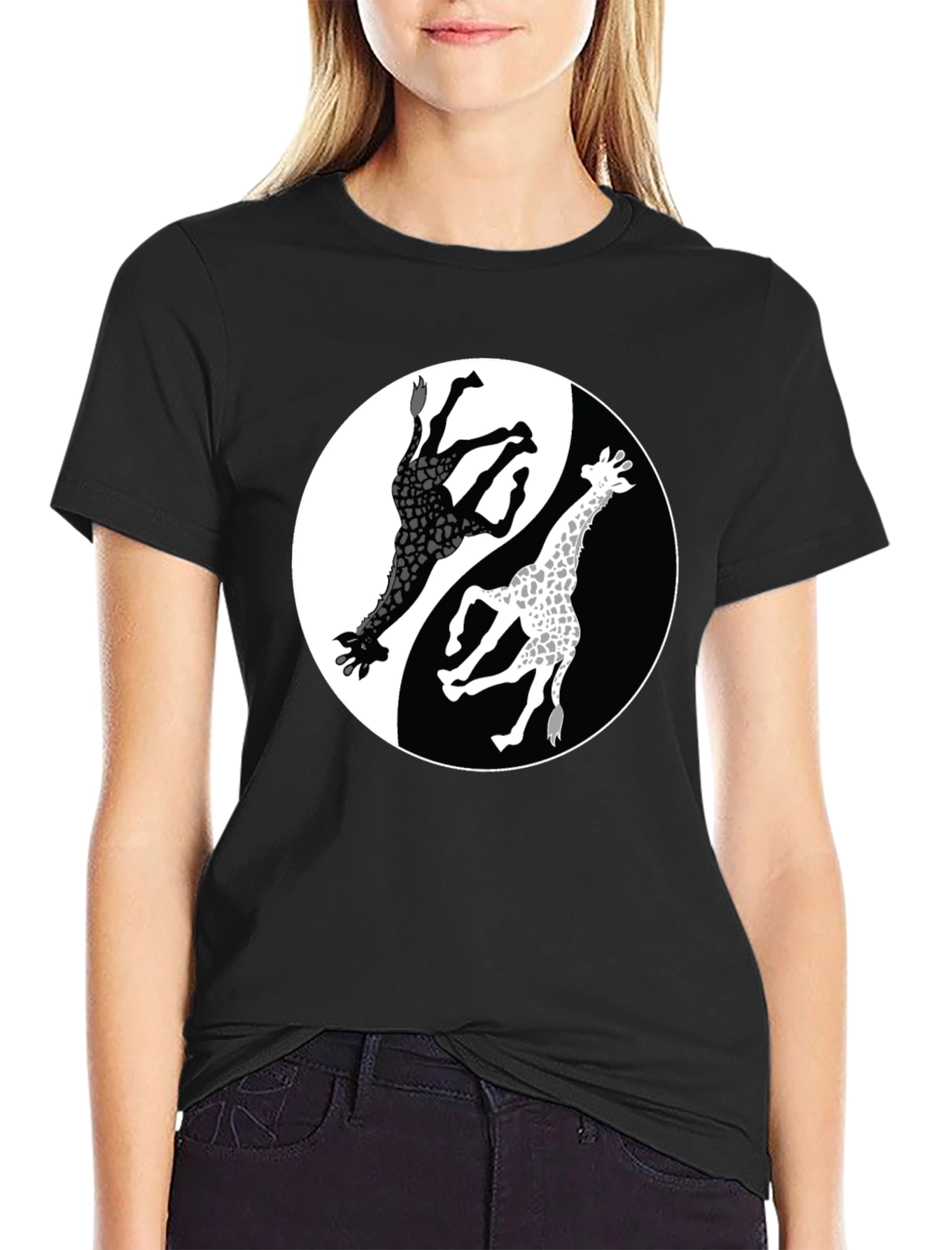 Yin Yang Giraffe Graphic Tee