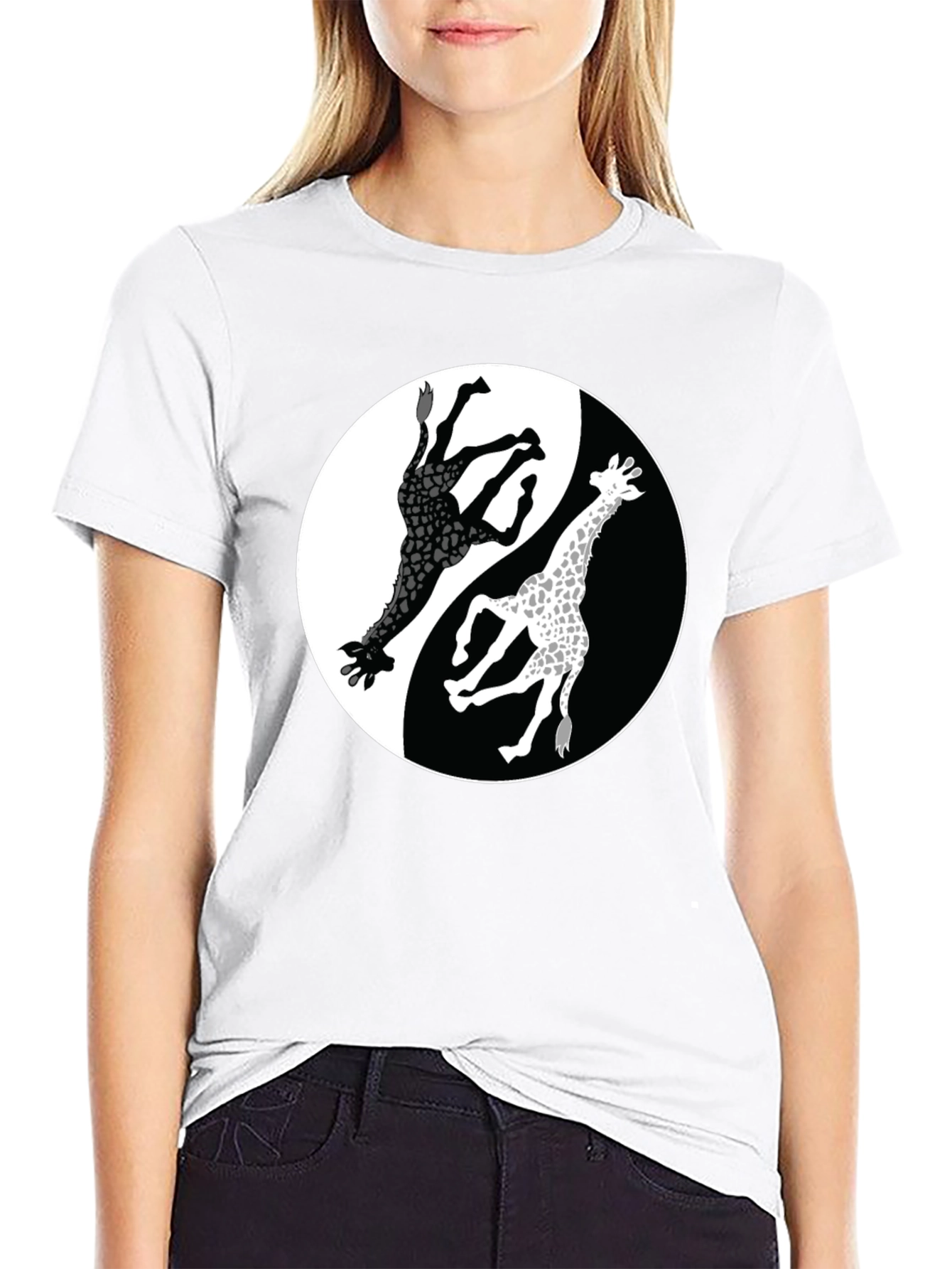 Yin Yang Giraffe Graphic Tee