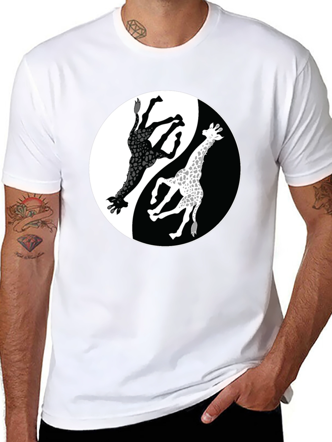 Yin Yang Giraffe Graphic Tee
