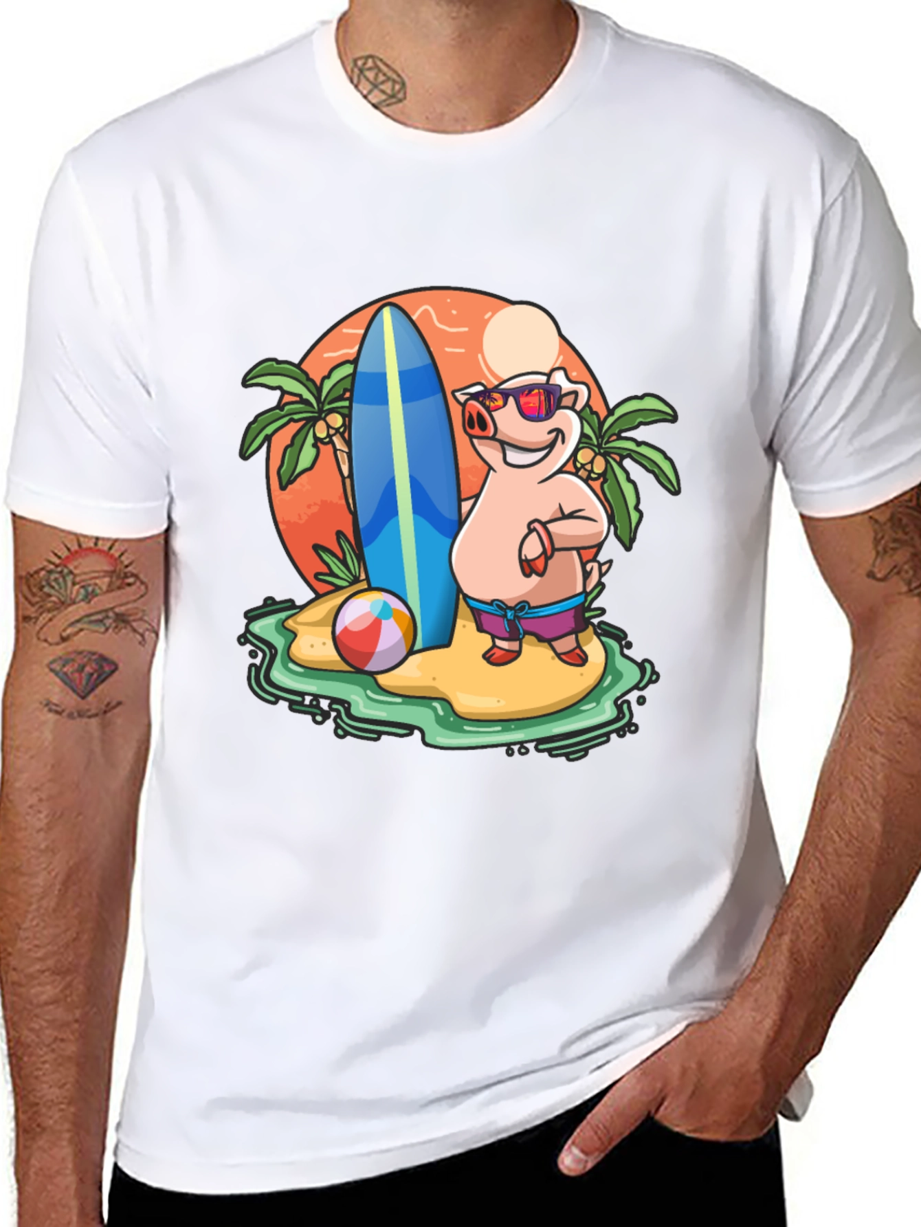 Funny Pig Beach T-Shirt - Summer Vibes