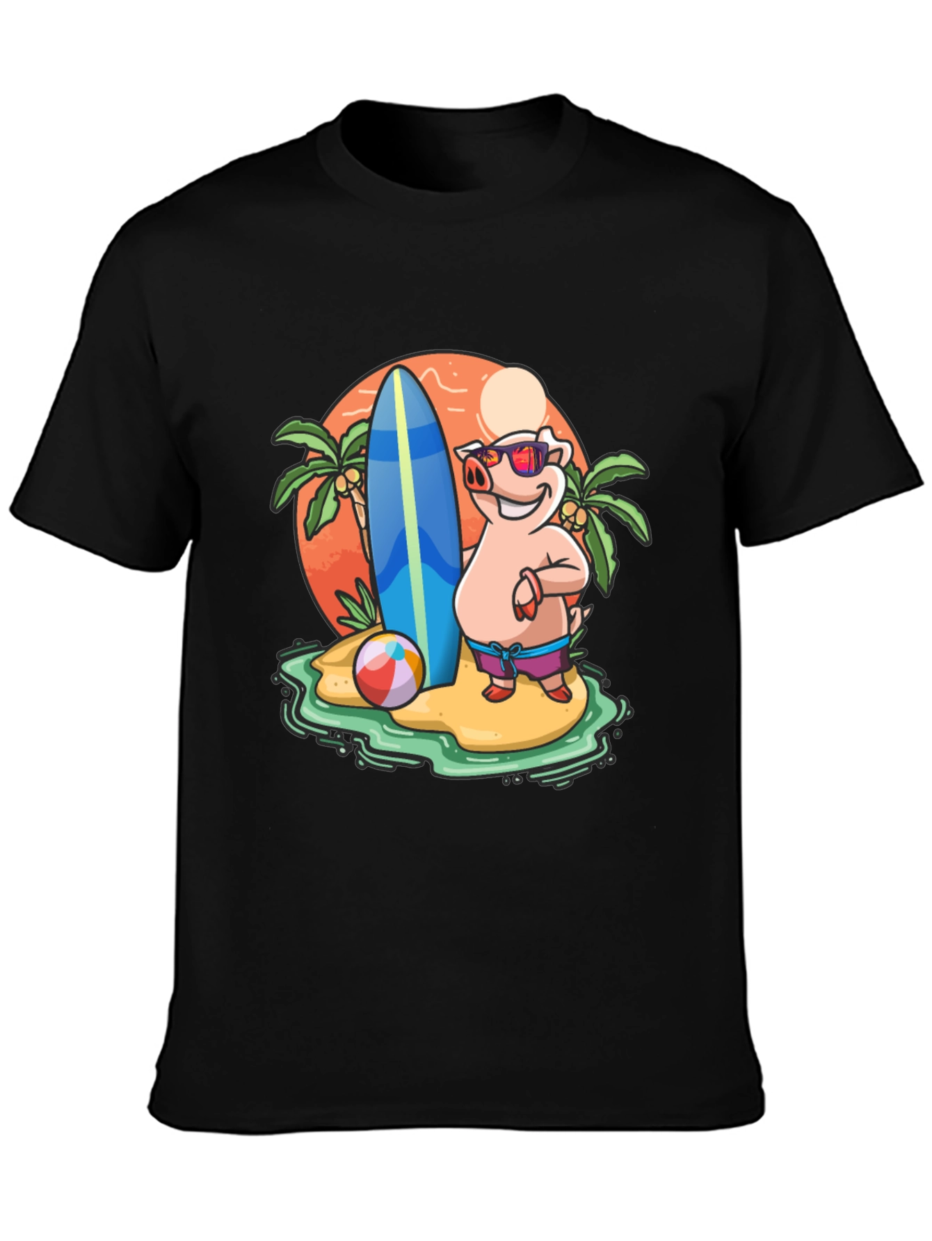 Funny Pig Beach T-Shirt - Summer Vibes