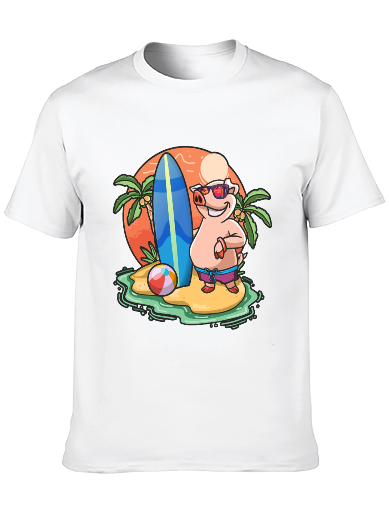 Funny Pig Beach T-Shirt - Summer Vibes