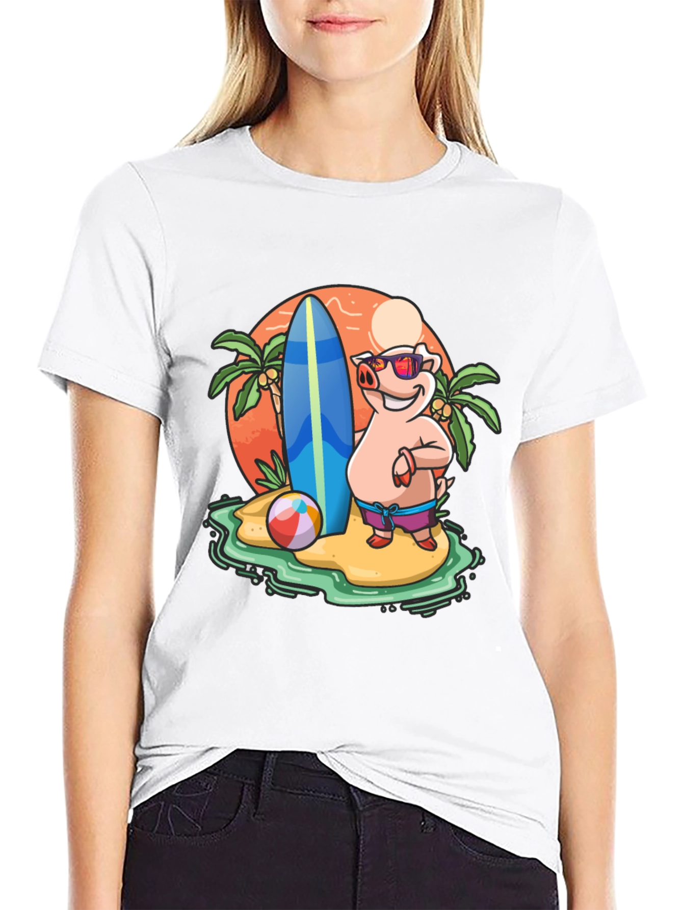 Funny Pig Beach T-Shirt - Summer Vibes