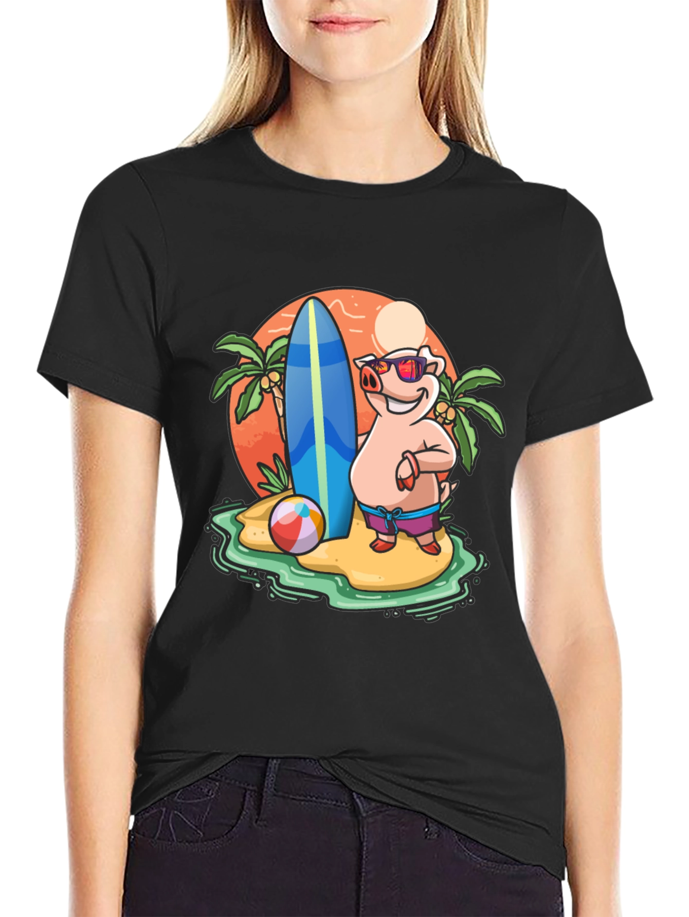 Funny Pig Beach T-Shirt - Summer Vibes