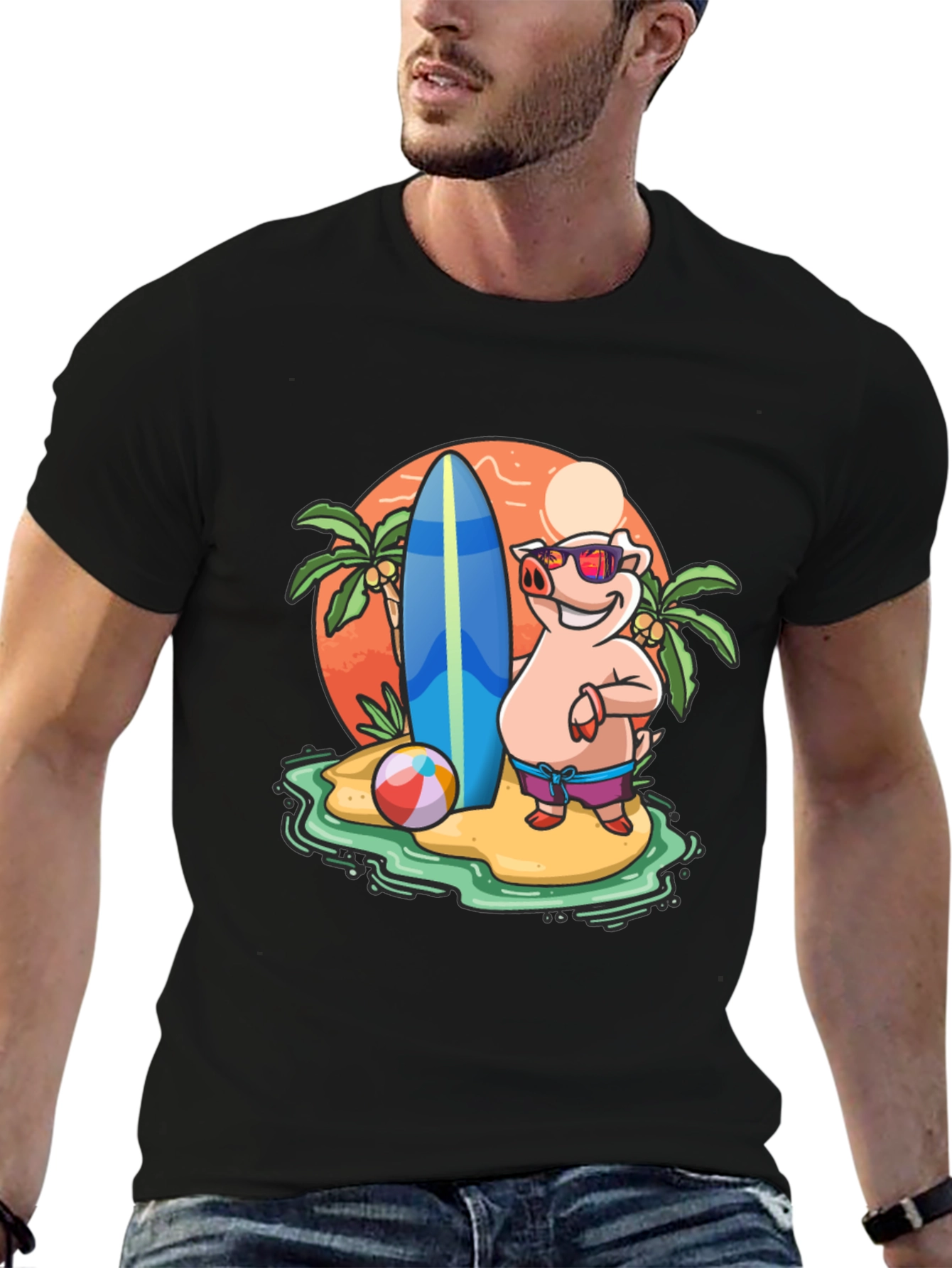 Funny Pig Beach T-Shirt - Summer Vibes