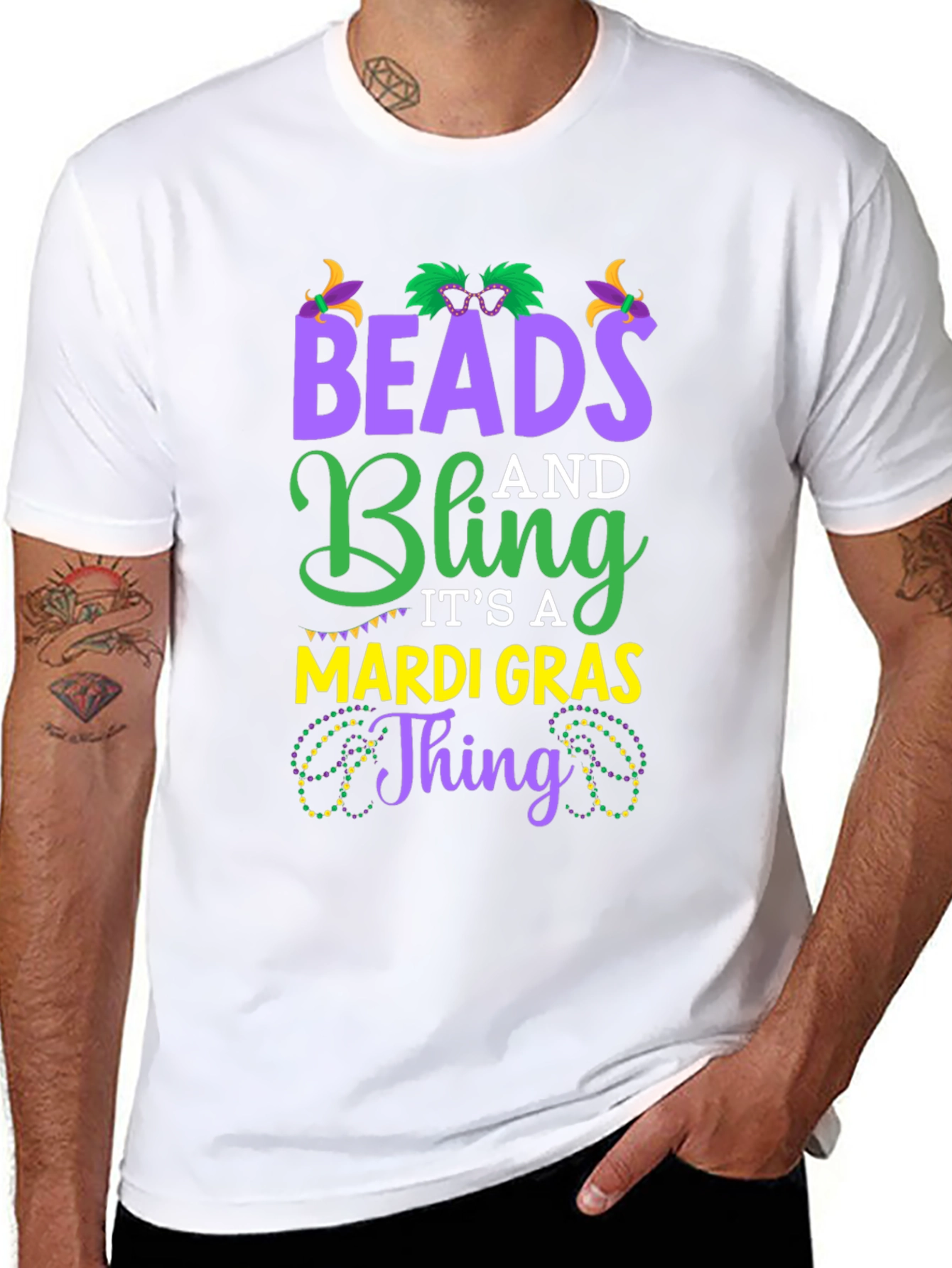 Mardi Gras Beads and Bling Graphic Tee
