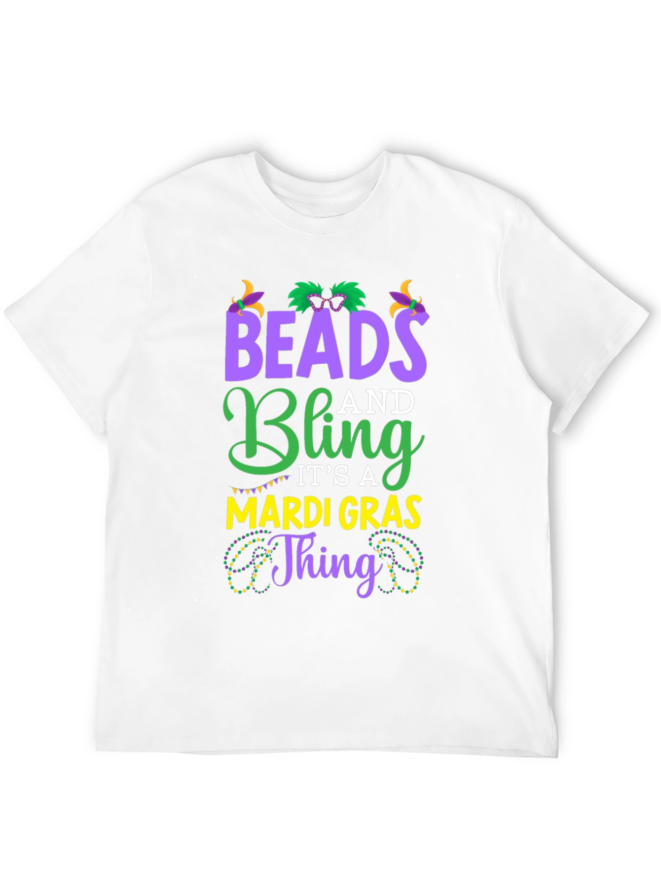 Mardi Gras Beads and Bling Graphic Tee