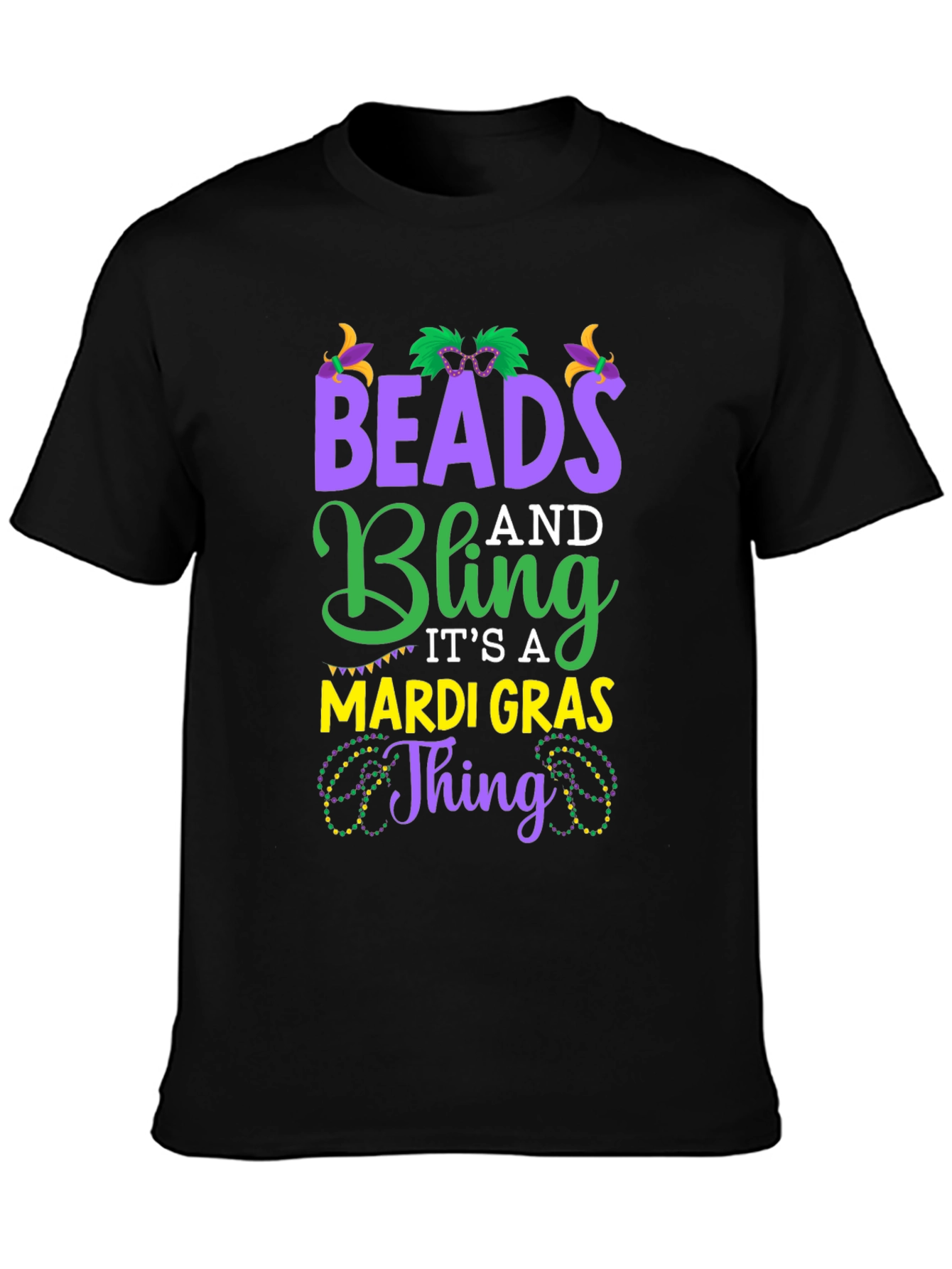 Mardi Gras Beads and Bling Graphic Tee
