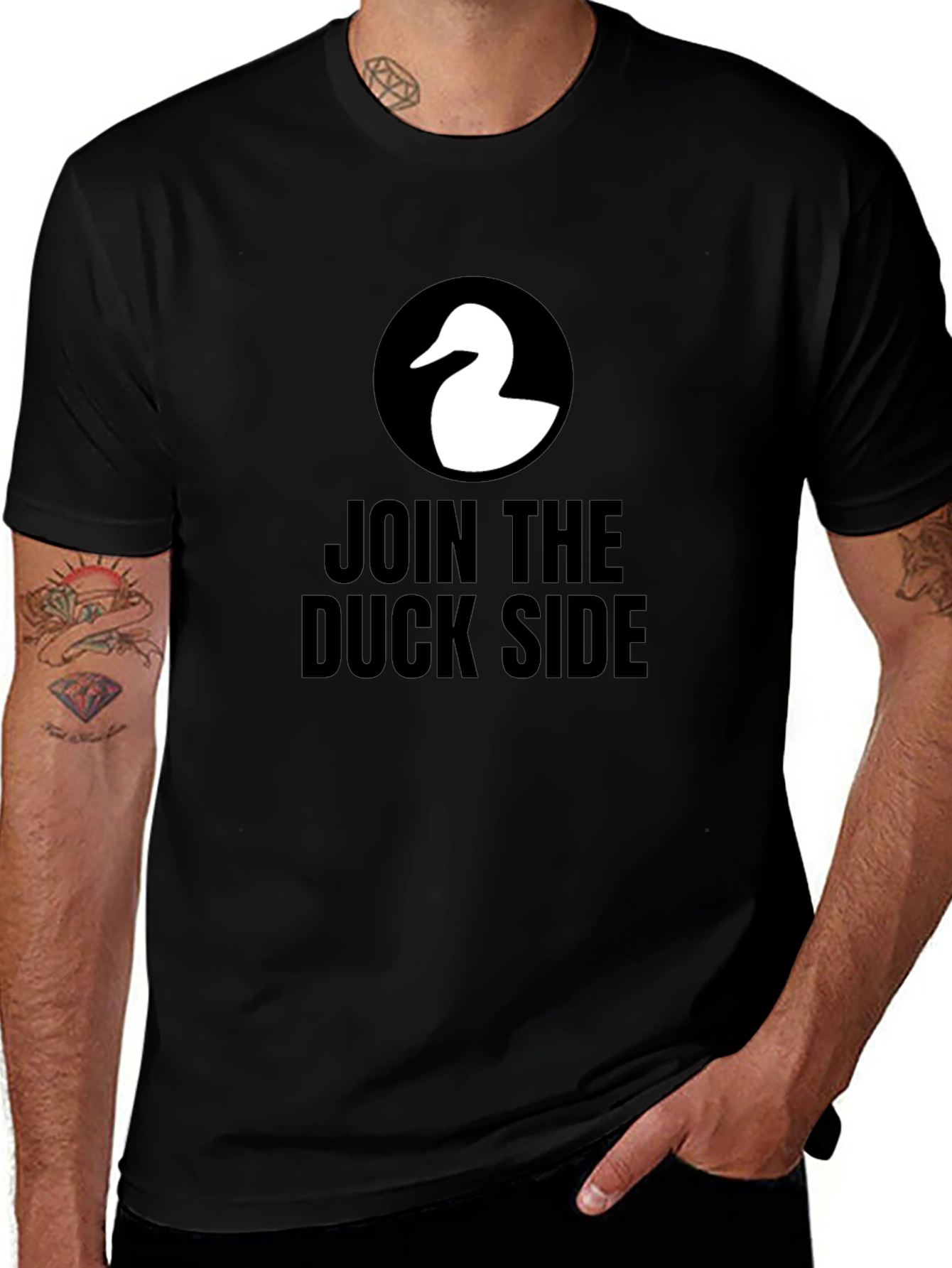 Join the Duck Side T-Shirt - Black Cotton Tee