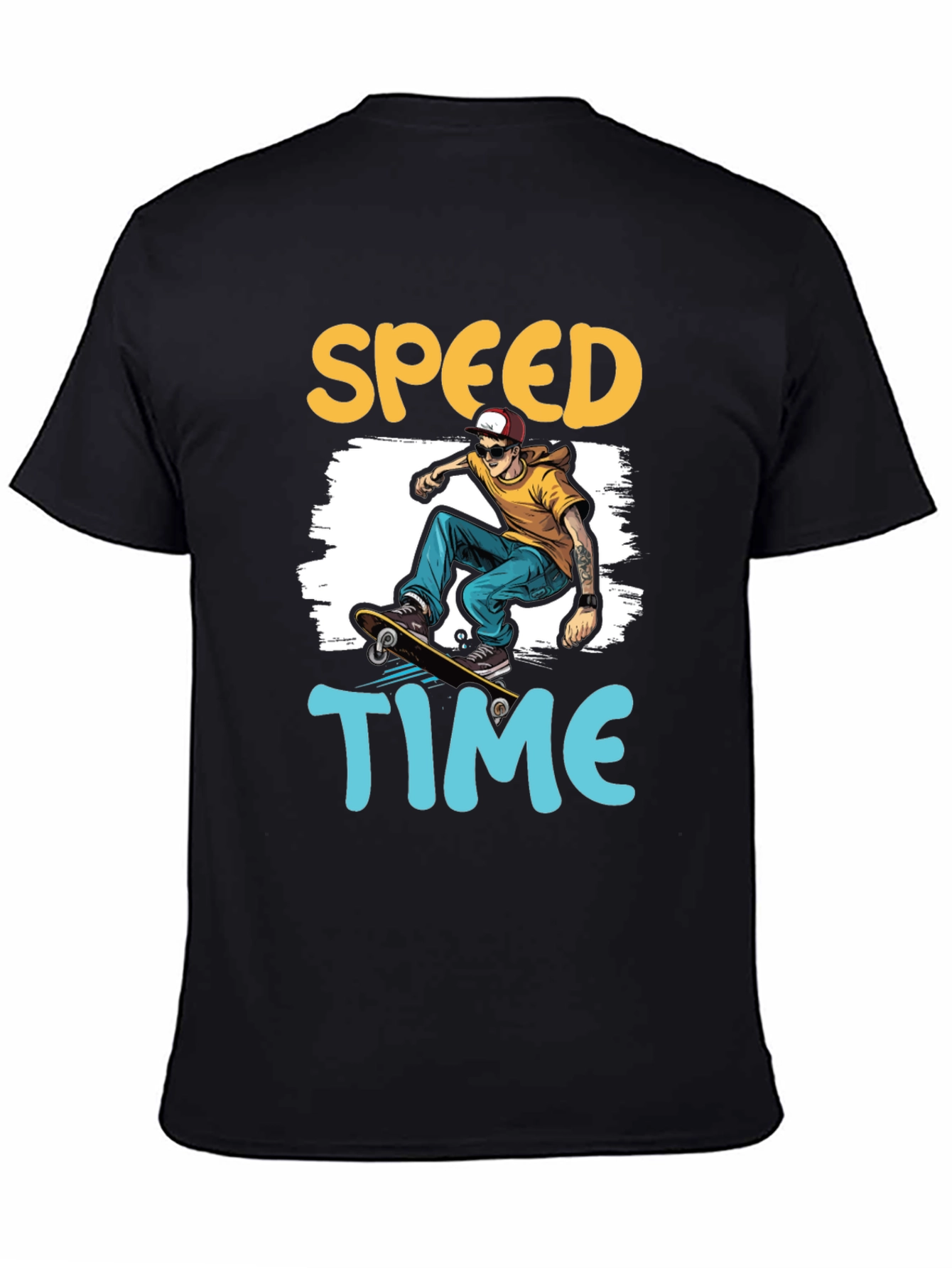 Skateboarding Speed Time Graphic Tee - Black