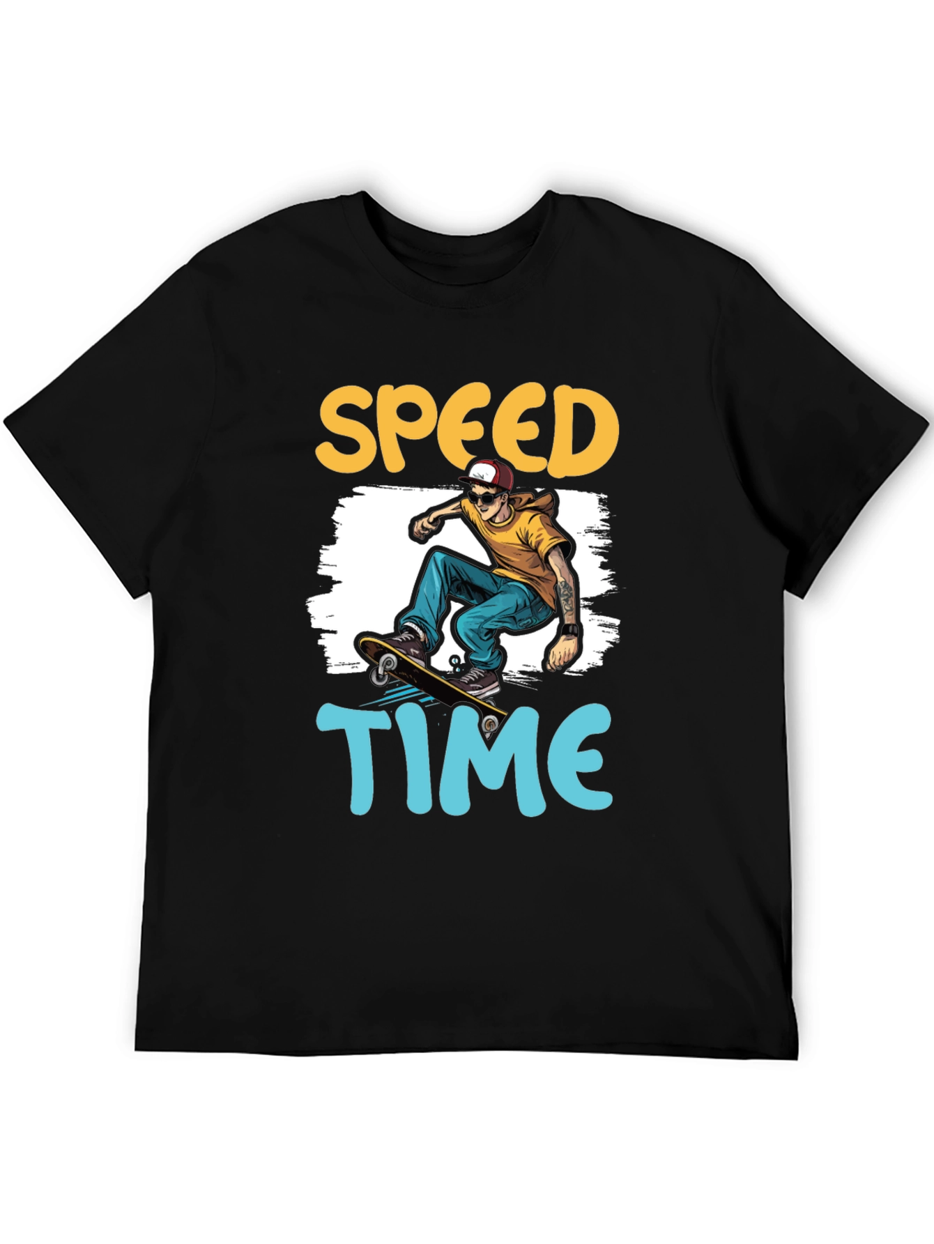 Skateboarding Speed Time Graphic Tee - Black