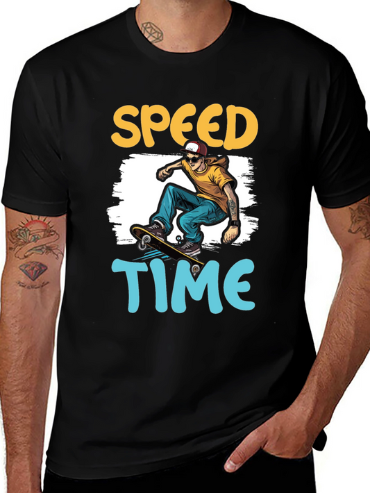 Skateboarding Speed Time Graphic Tee - Black