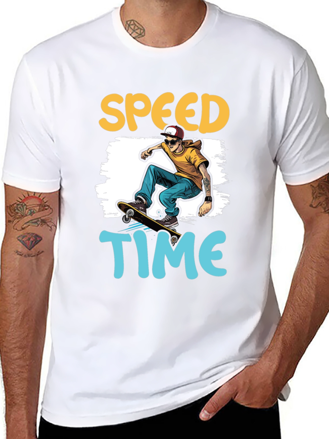 Skateboarding Speed Time Graphic Tee - Black