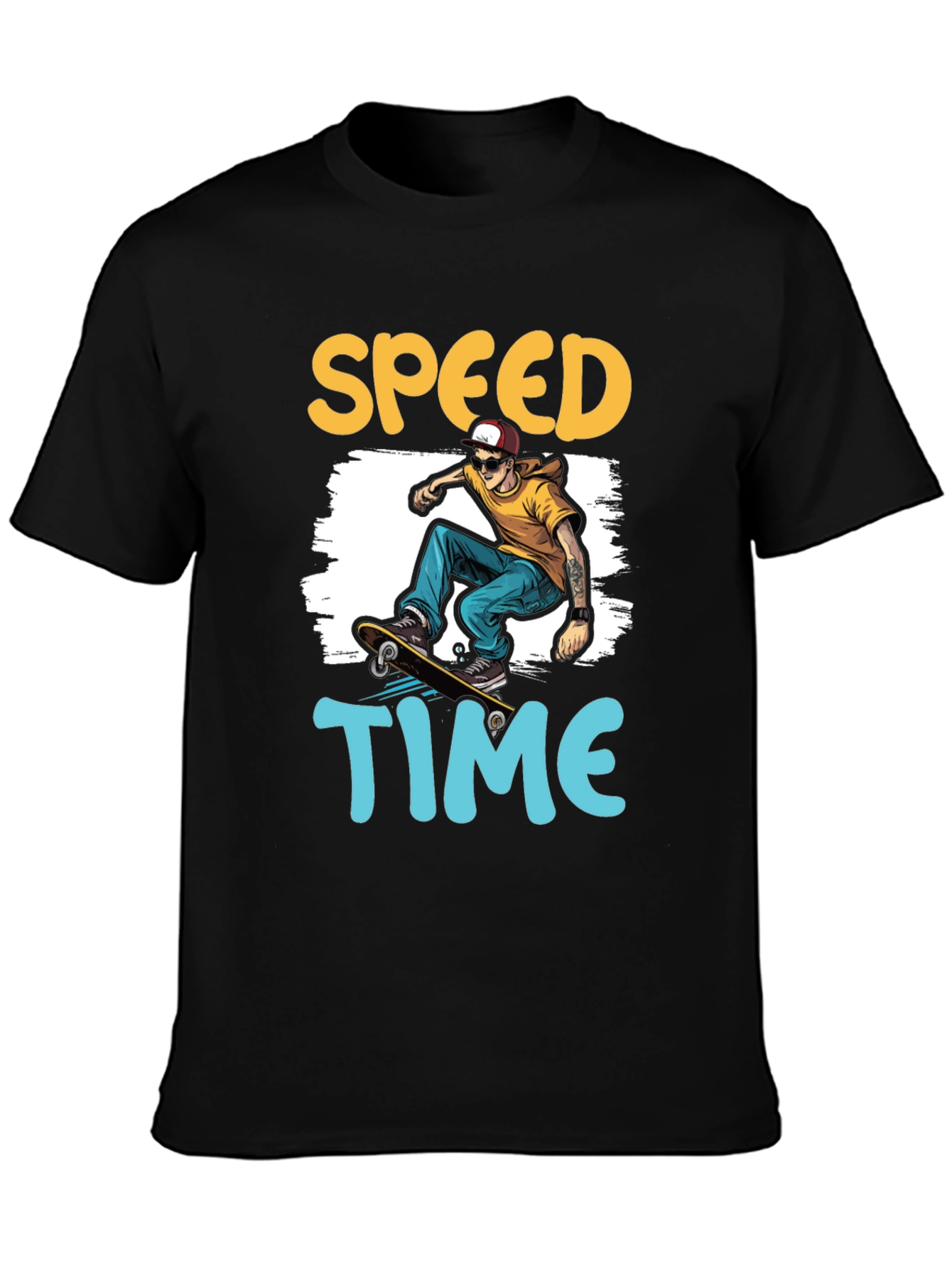 Skateboarding Speed Time Graphic Tee - Black