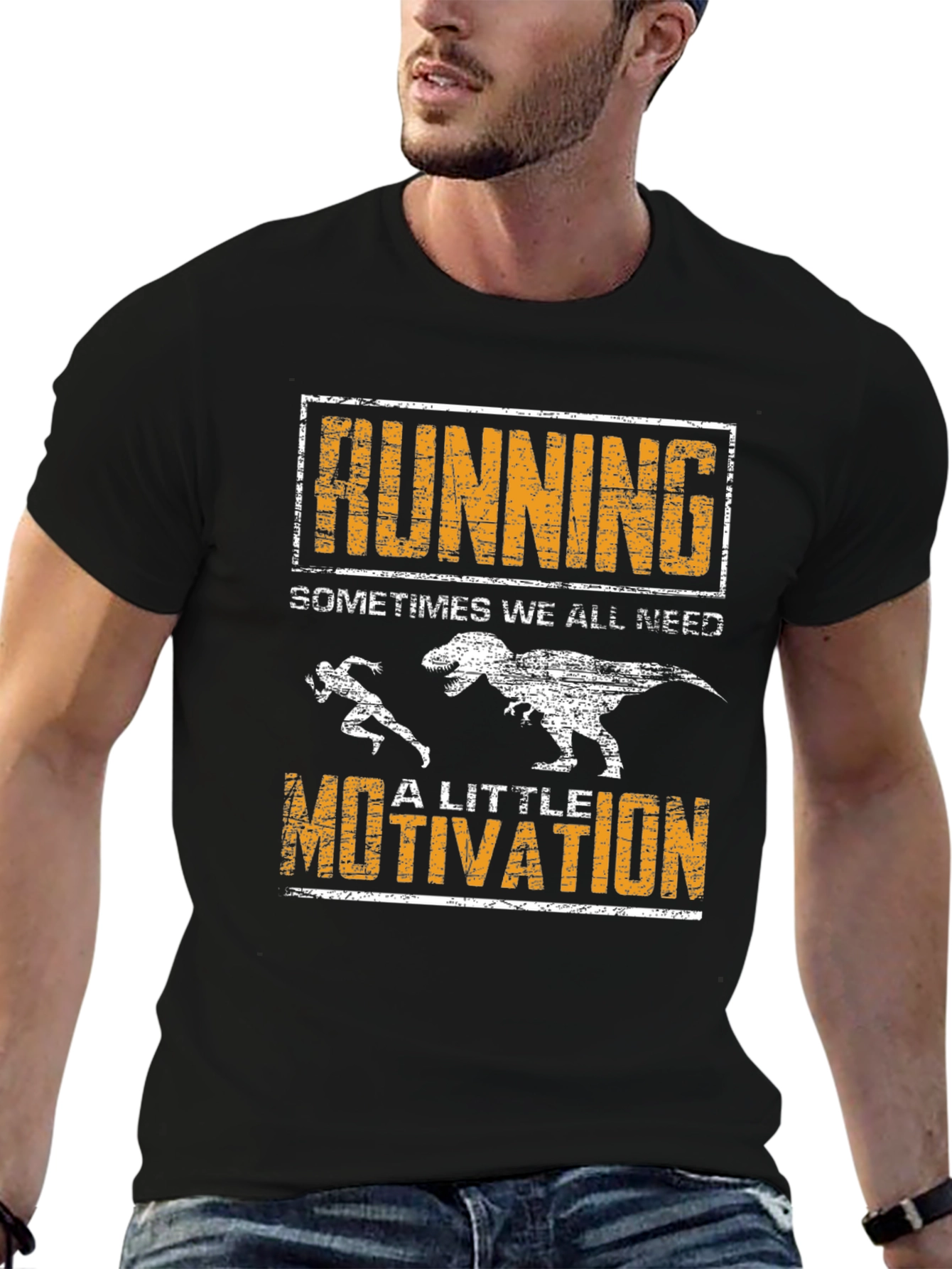 Running Motivation T-Shirt - Dinosaur Chase Graphic