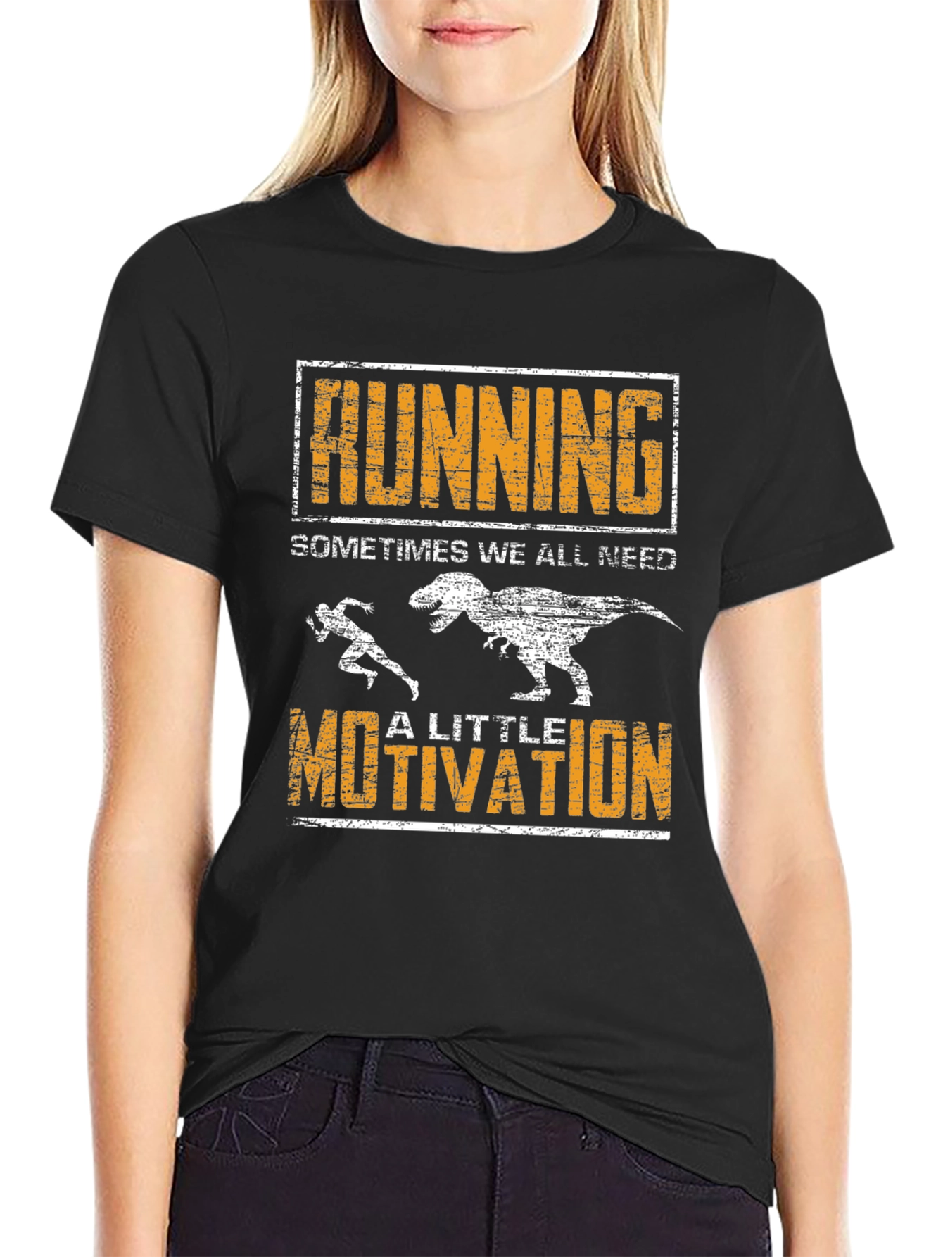 Running Motivation T-Shirt - Dinosaur Chase Graphic
