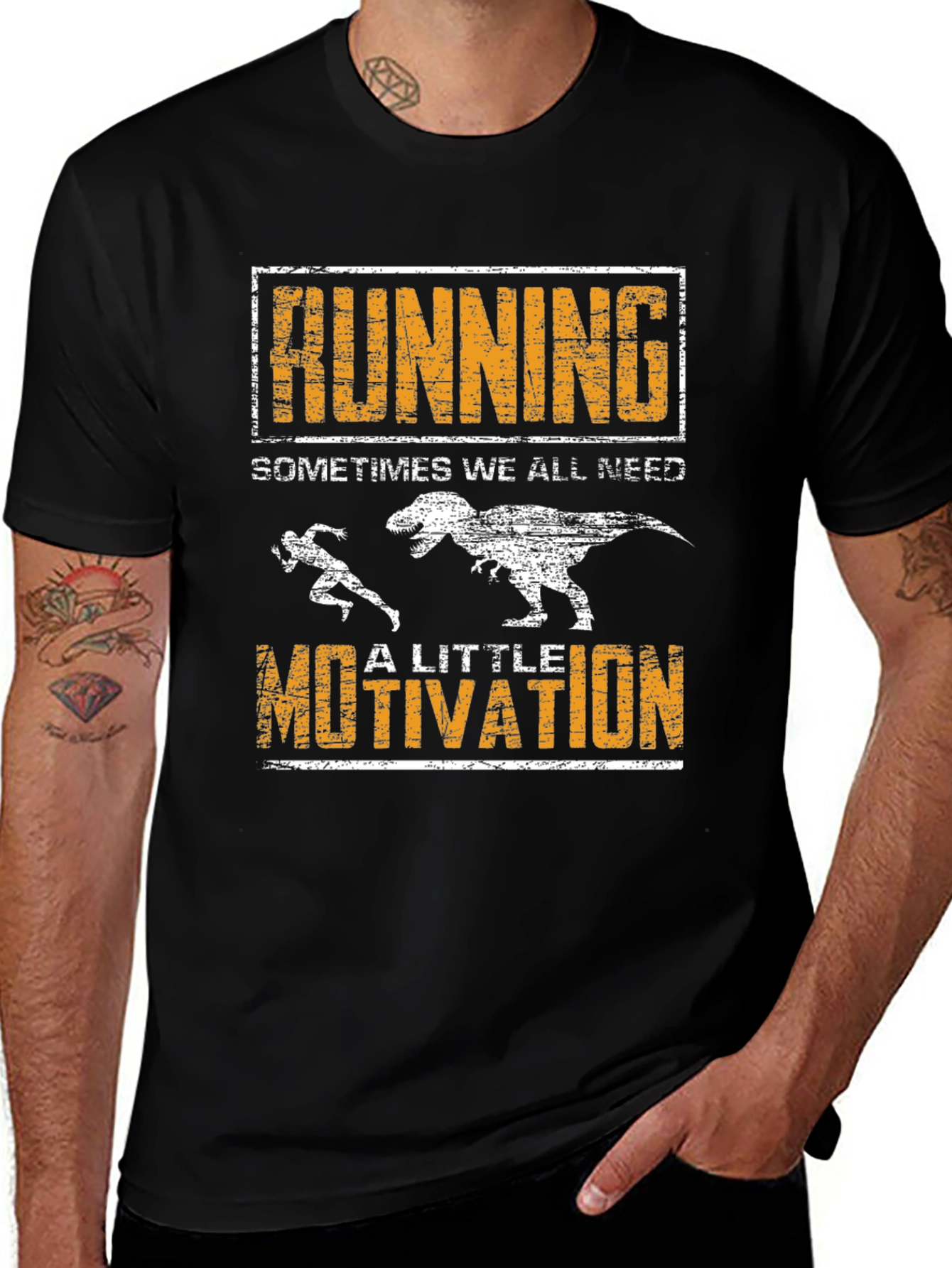 Running Motivation T-Shirt - Dinosaur Chase Graphic