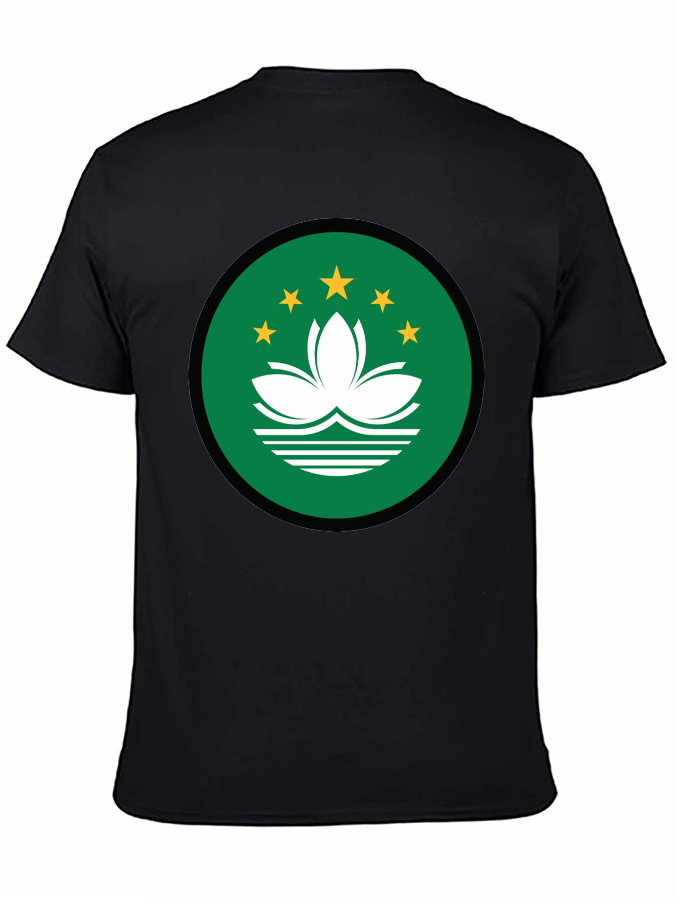 Macau Flag T-Shirt | Black Crew Neck Tee