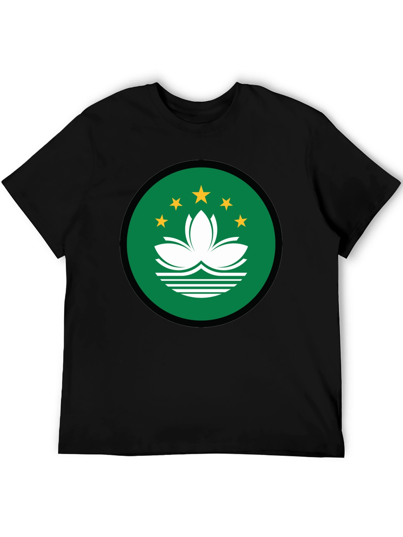 Macau Flag T-Shirt | Black Crew Neck Tee
