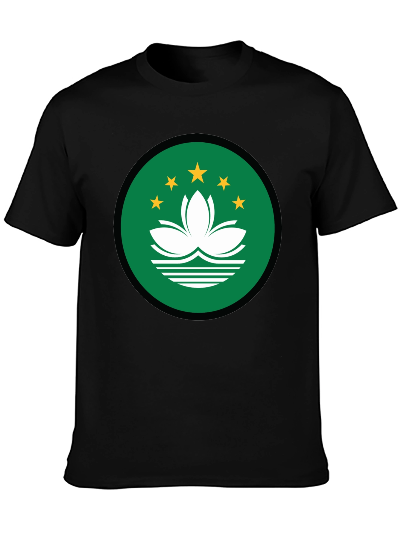 Macau Flag T-Shirt | Black Crew Neck Tee