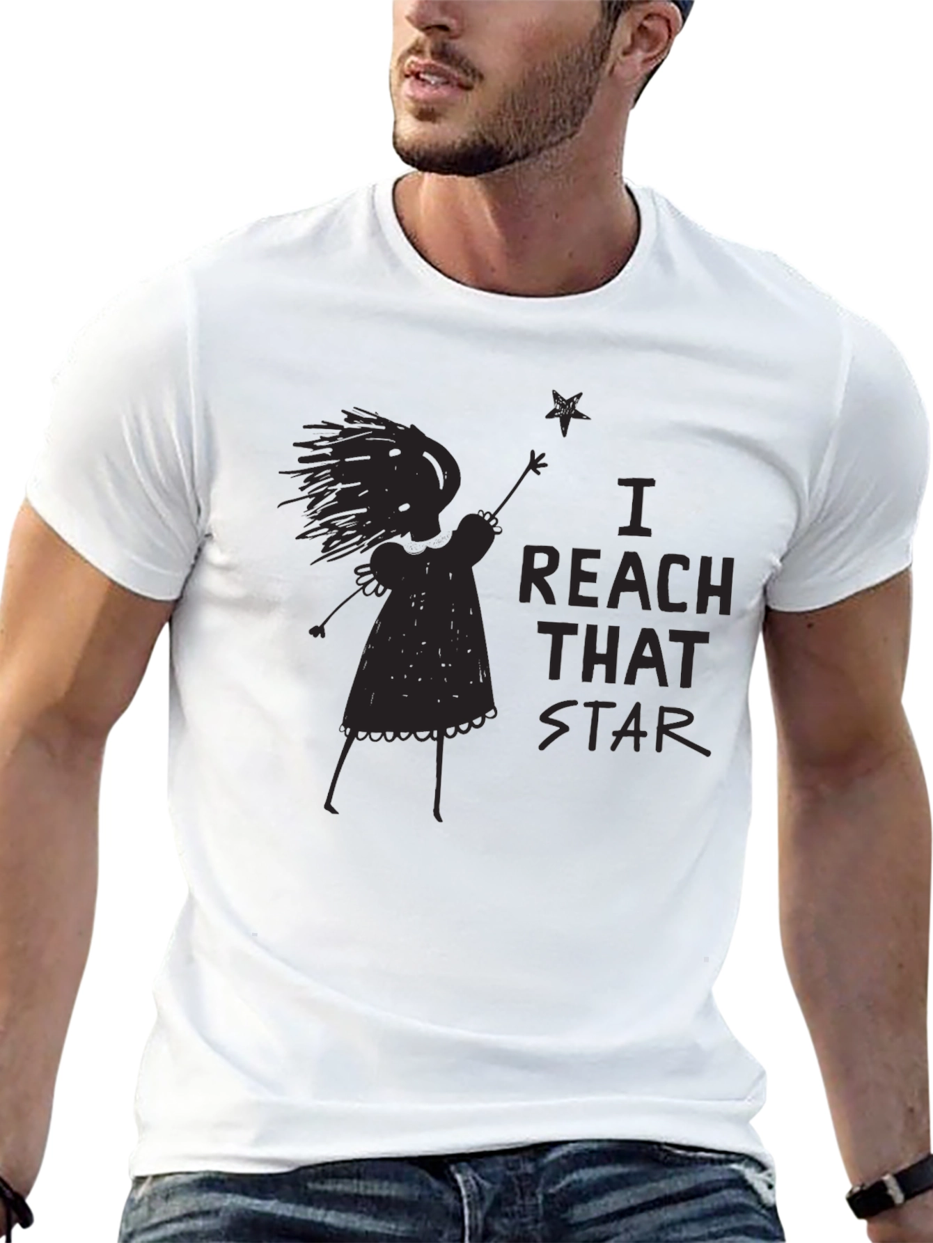 I Reach That Star Black Graphic Tee