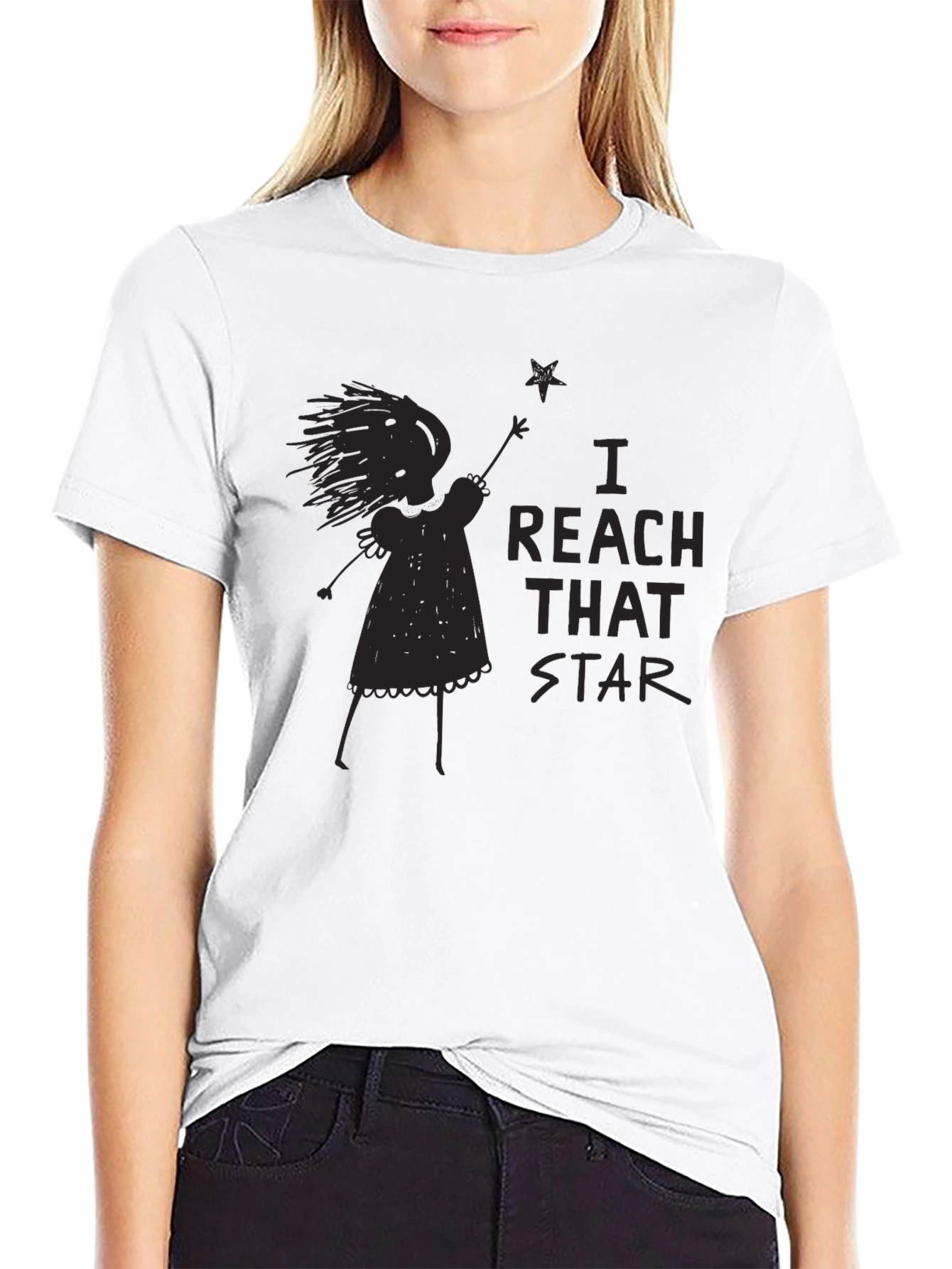 I Reach That Star Black Graphic Tee